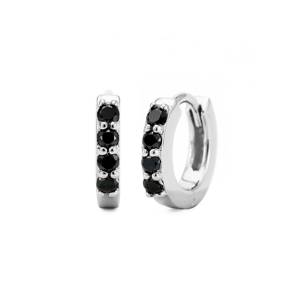 Sumitra Earrings in 18K White Gold and Black Diamonds, Mayuri Collection