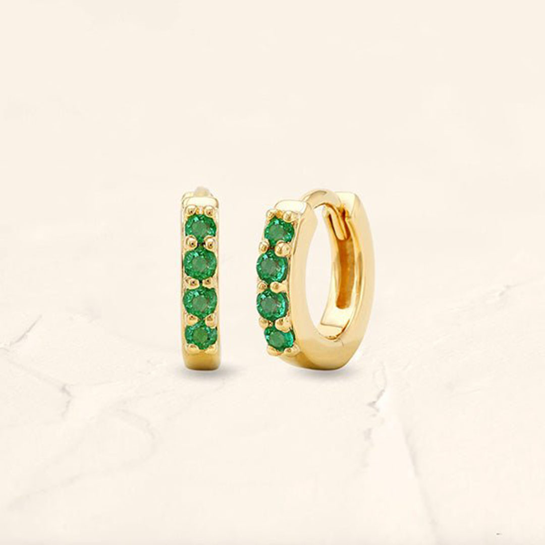 emerald gold vermeil hoop earrings