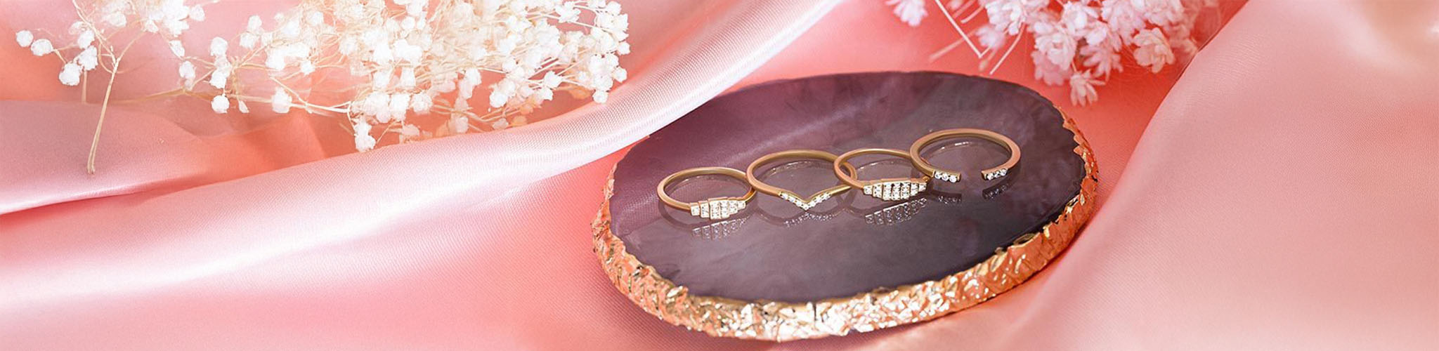 18K gold rings set with diamonds, slim bands to wear solo or stacked