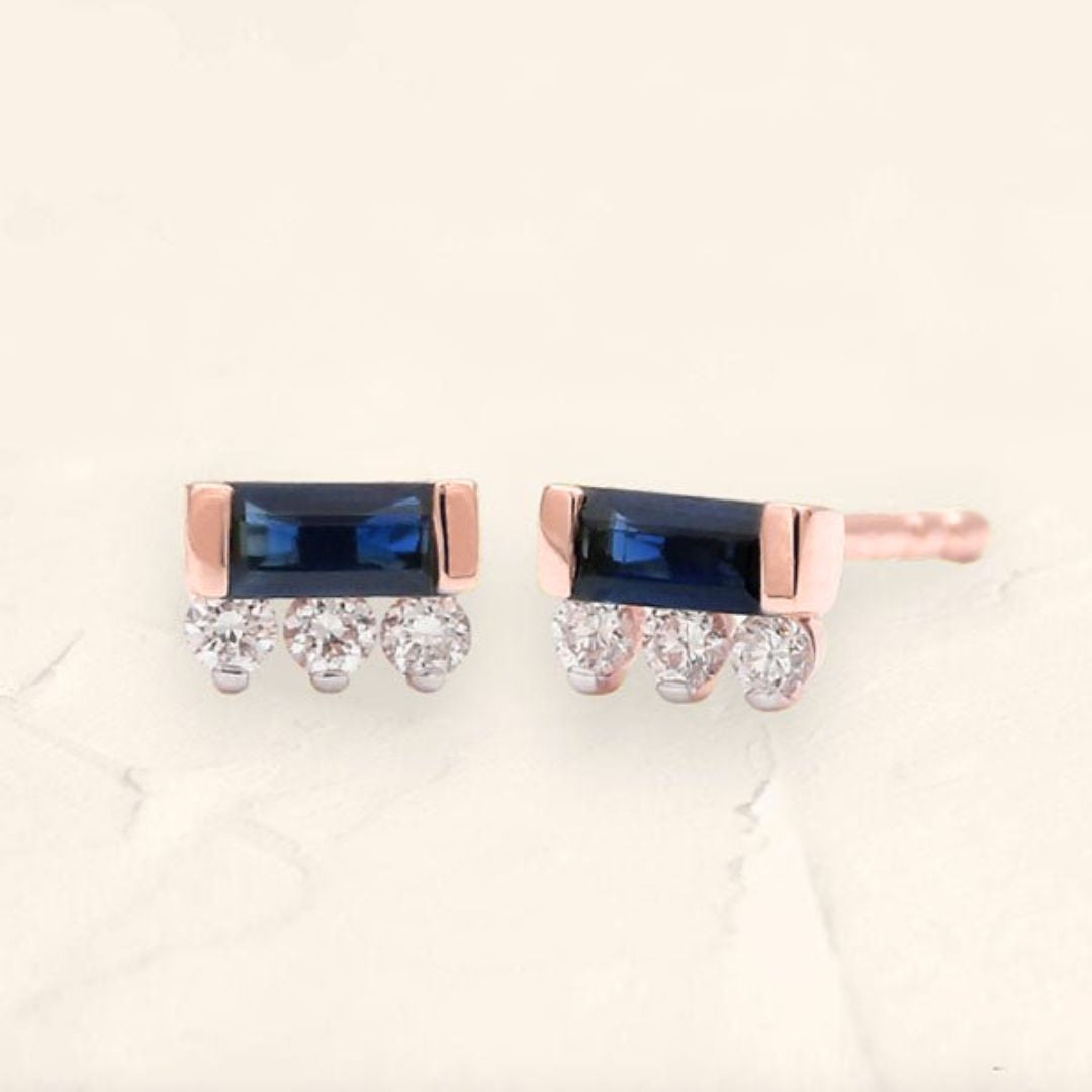 Boucles d'oreilles or rose prana saphir
