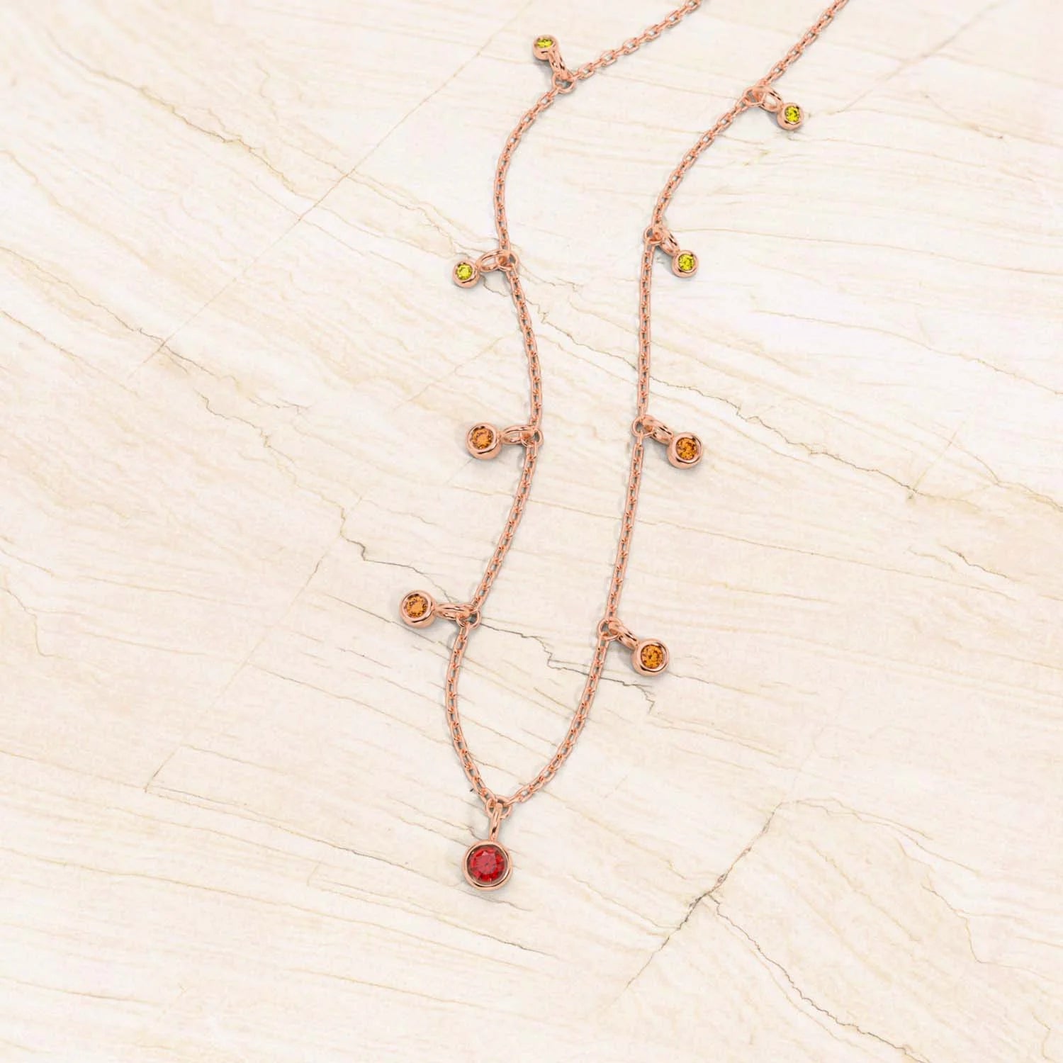 collier or rose saphir orange megha