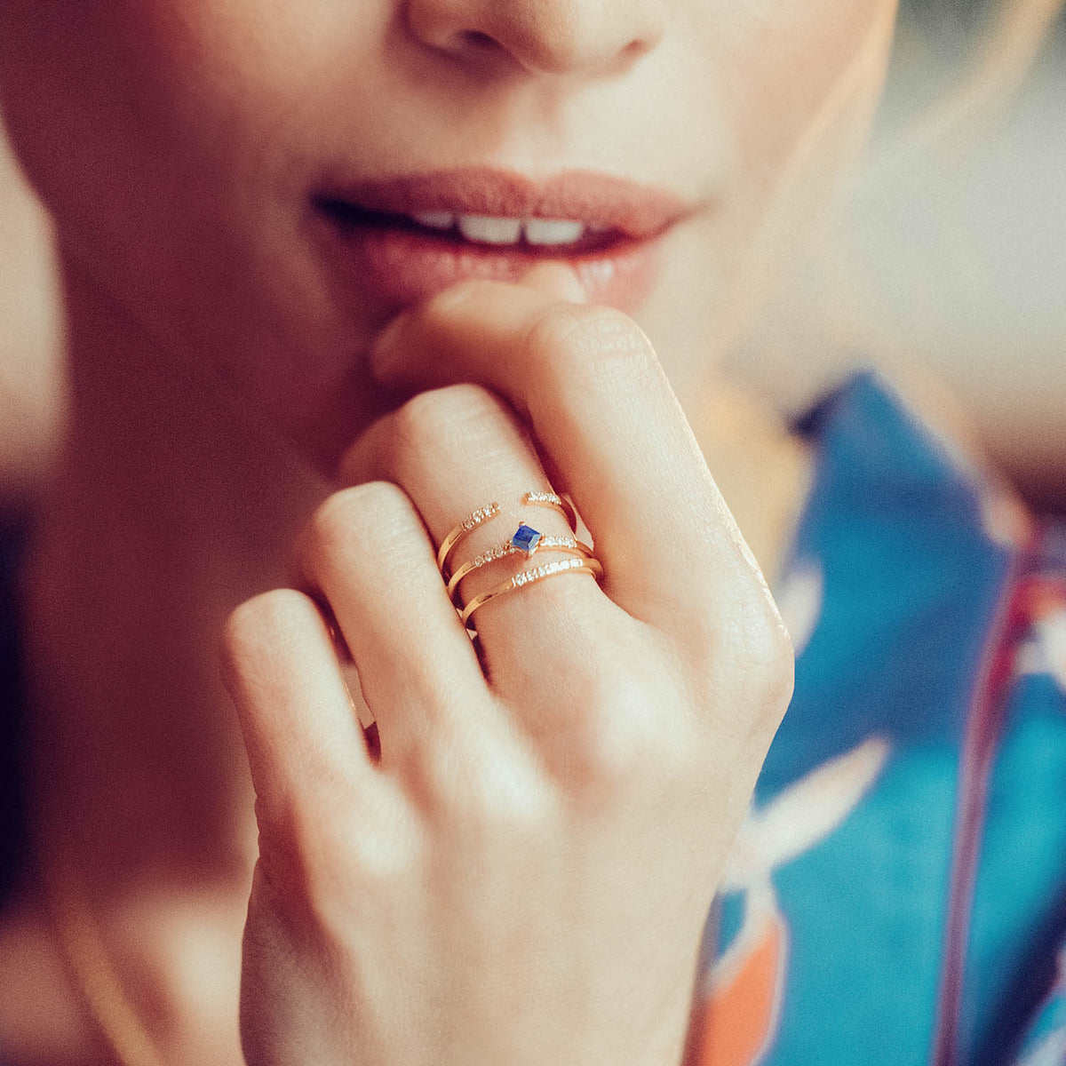 Trio of Diamond and Sapphire Rings