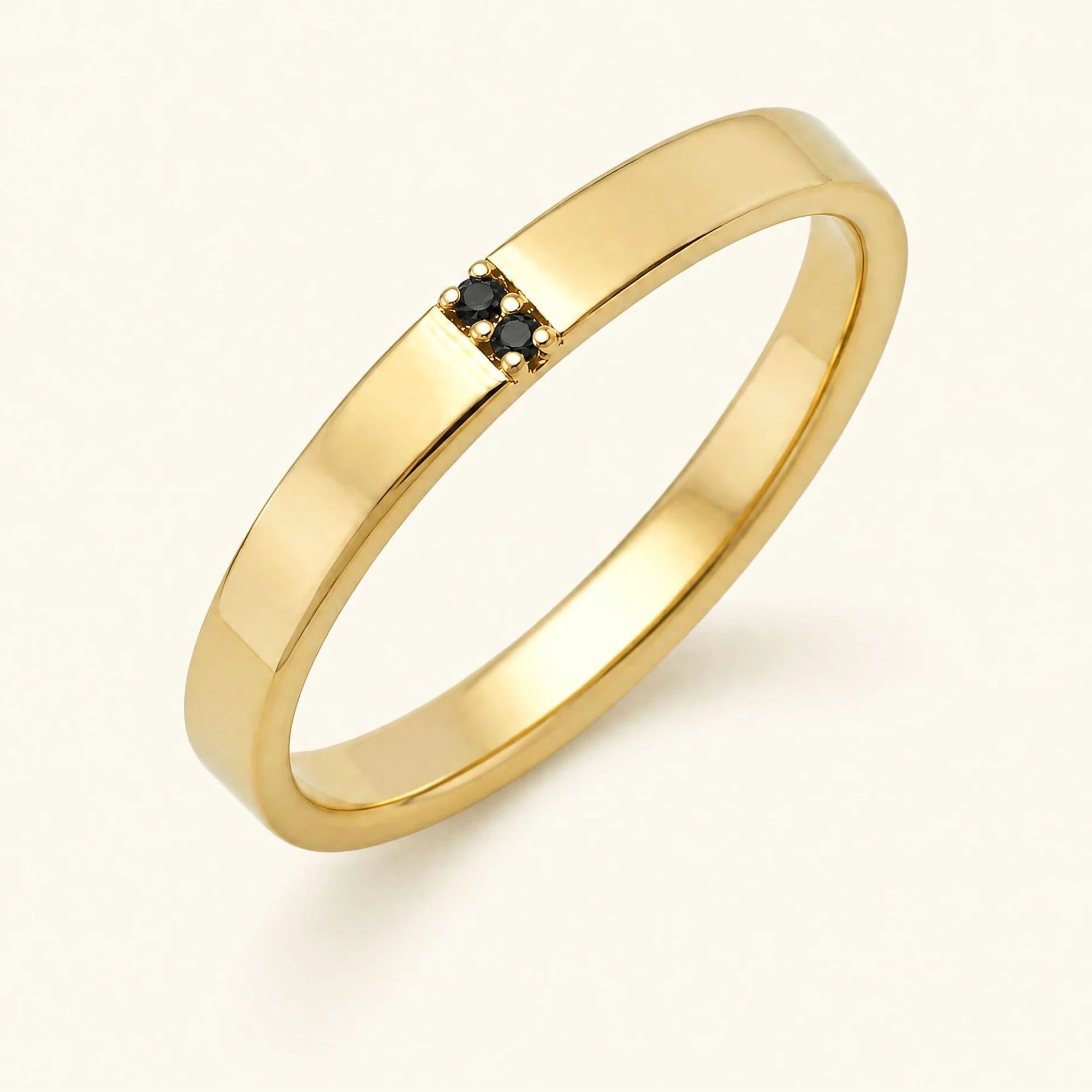 Alliance diamant noir pour homme en or jaune