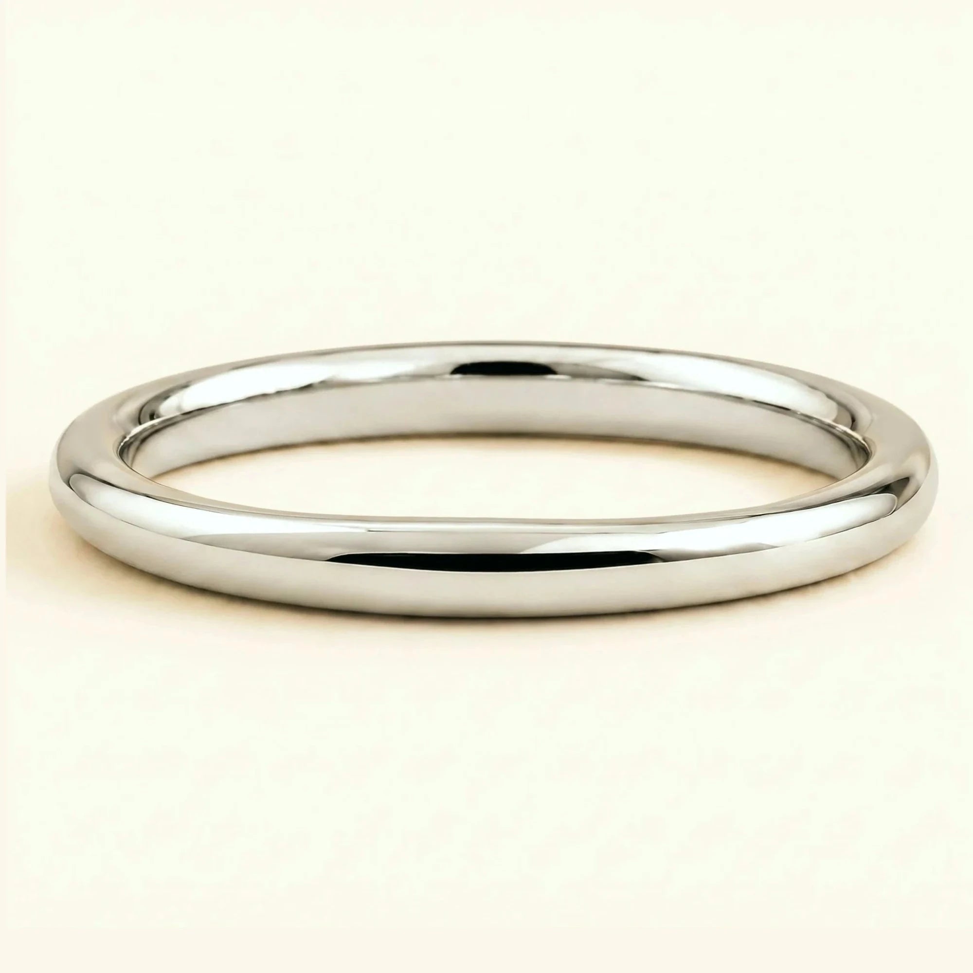 Shunya 3mm 18K white gold half-bangle wedding ring for men