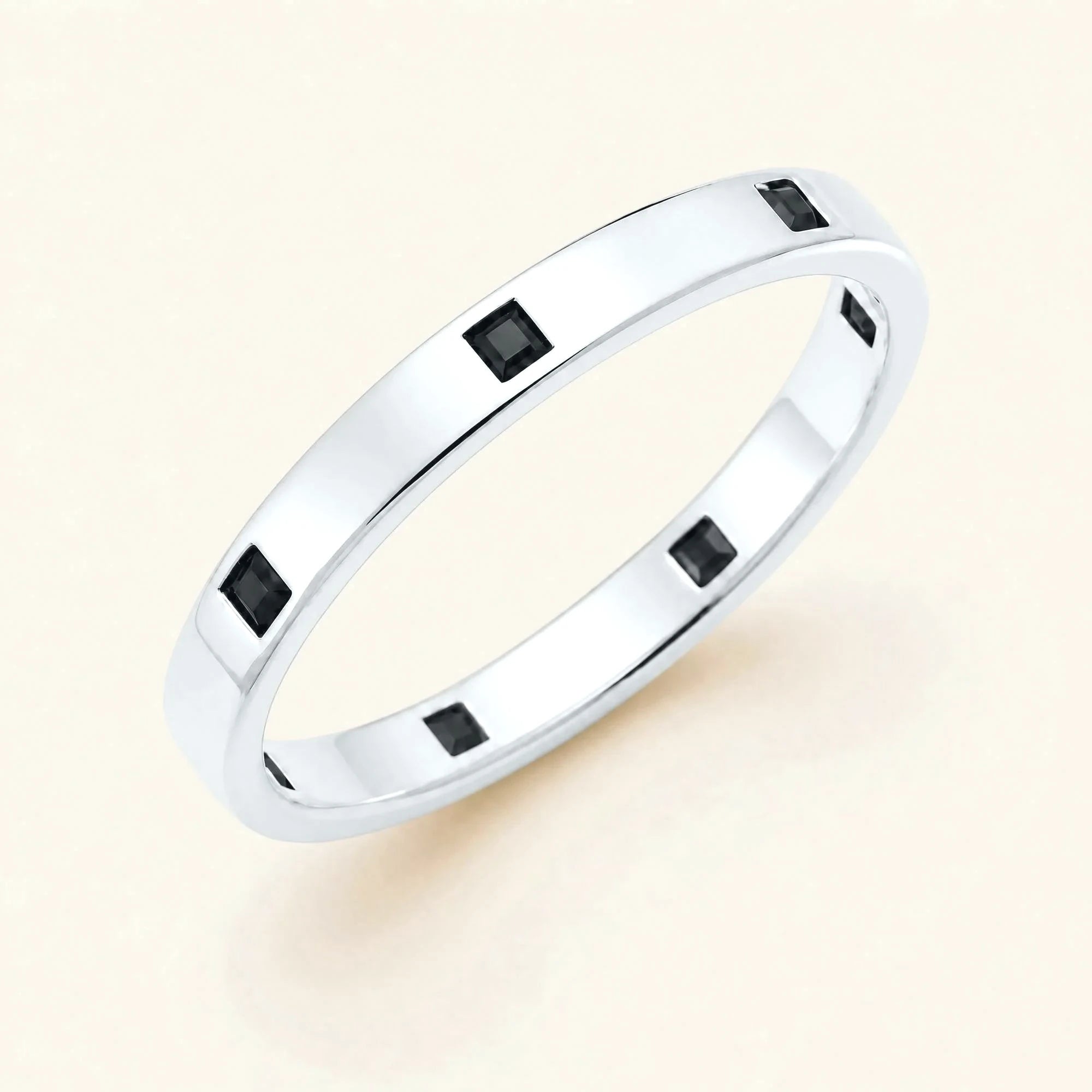 Alliance princesse de diamants noirs pour homme en or blanc