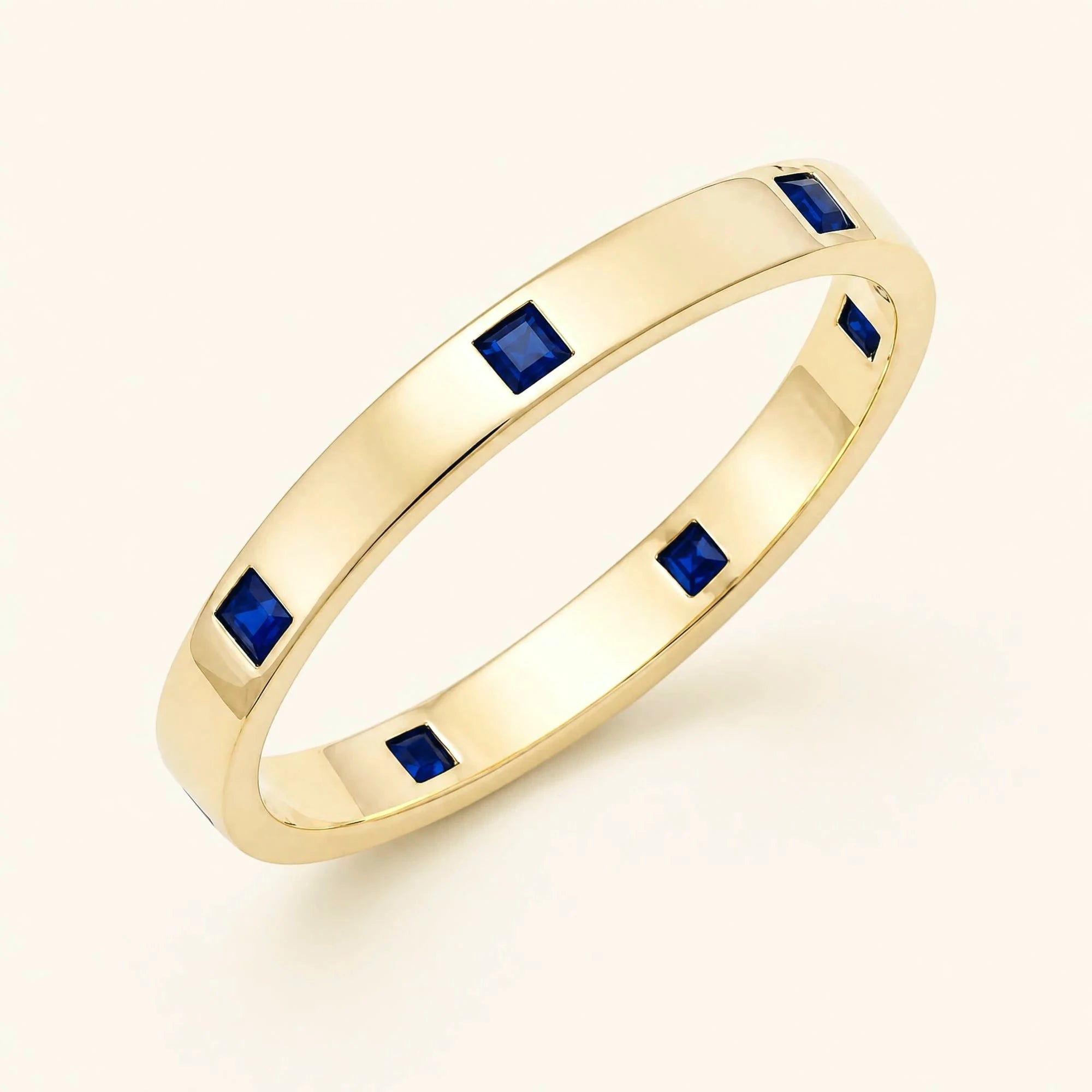 Alliance princesse de saphirs pour homme en or jaune