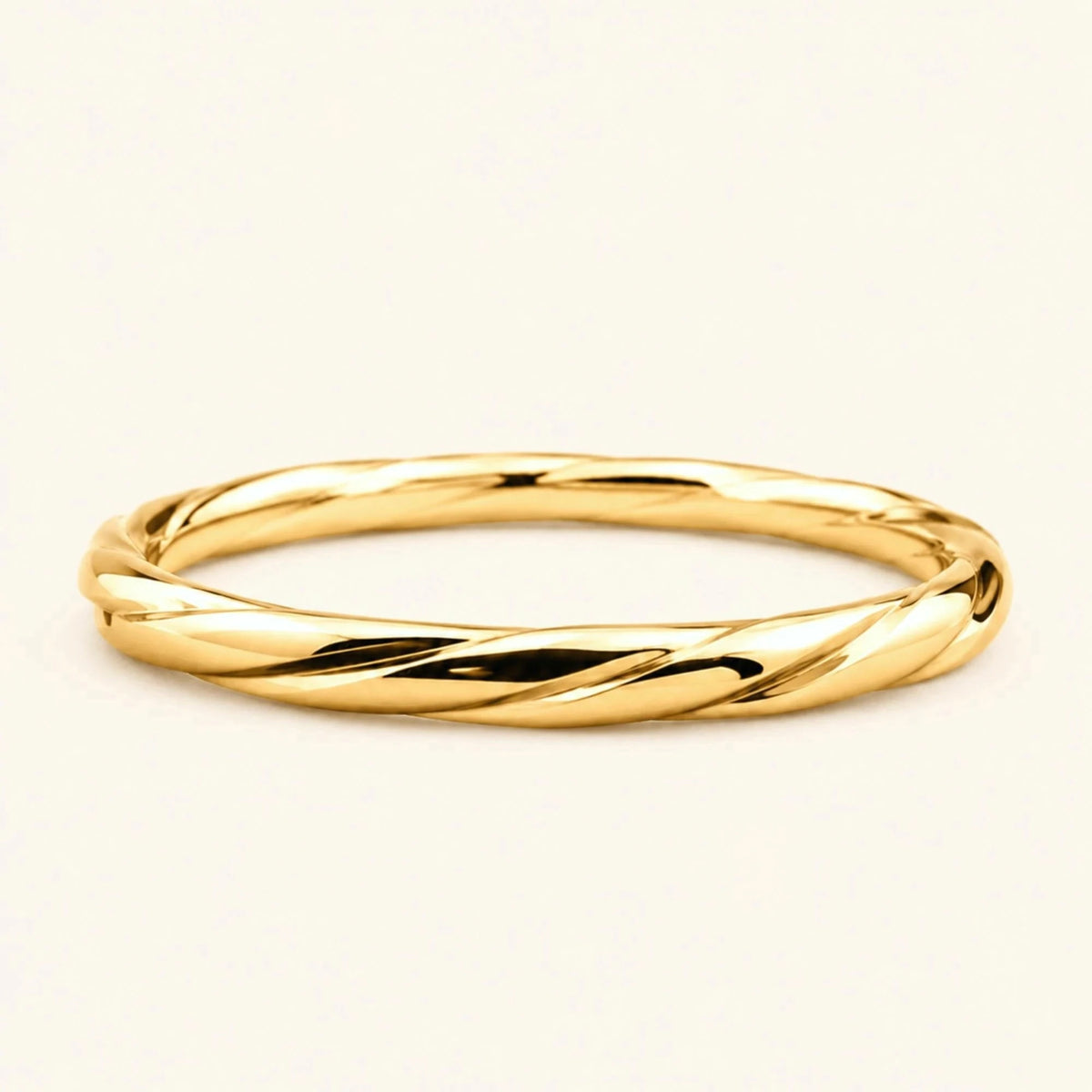 Vasuki twisted 18K yellow gold wedding ring, twisted bangle