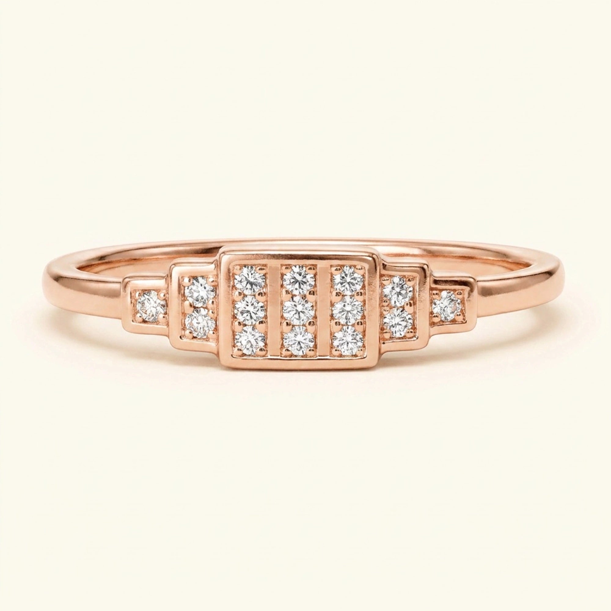 Bague art déco Brami XL en or rose sertie de diamants