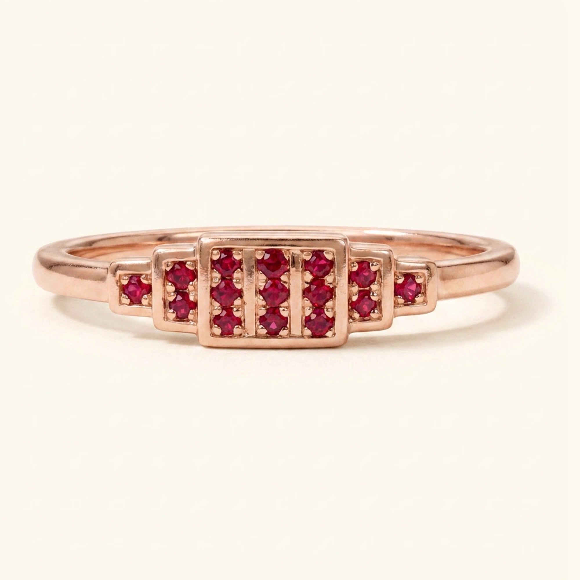 Bague art déco Brami XL en or rose sertie de rubis