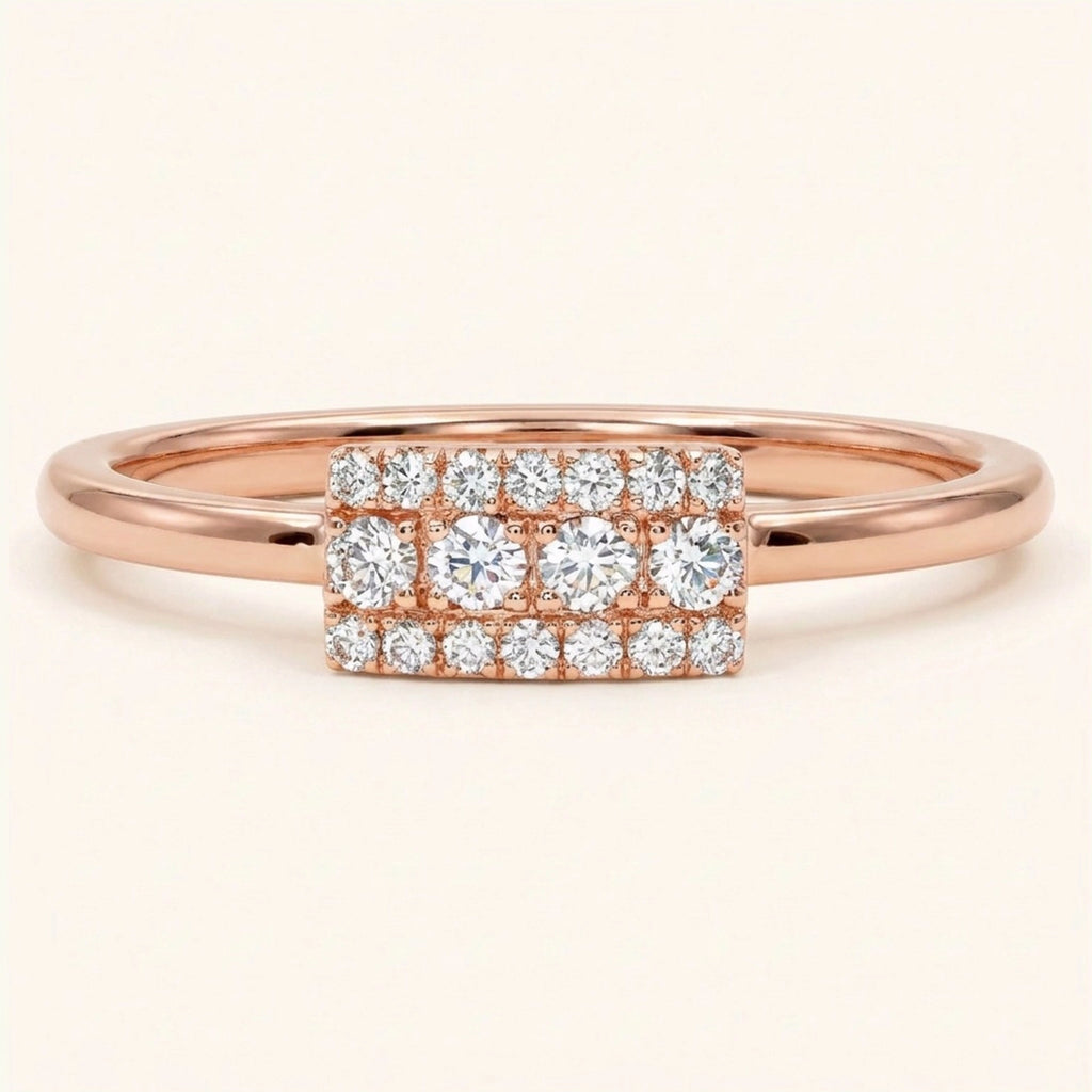 Sapna wedding ring in 18K rose gold set with diamonds by Mayuri