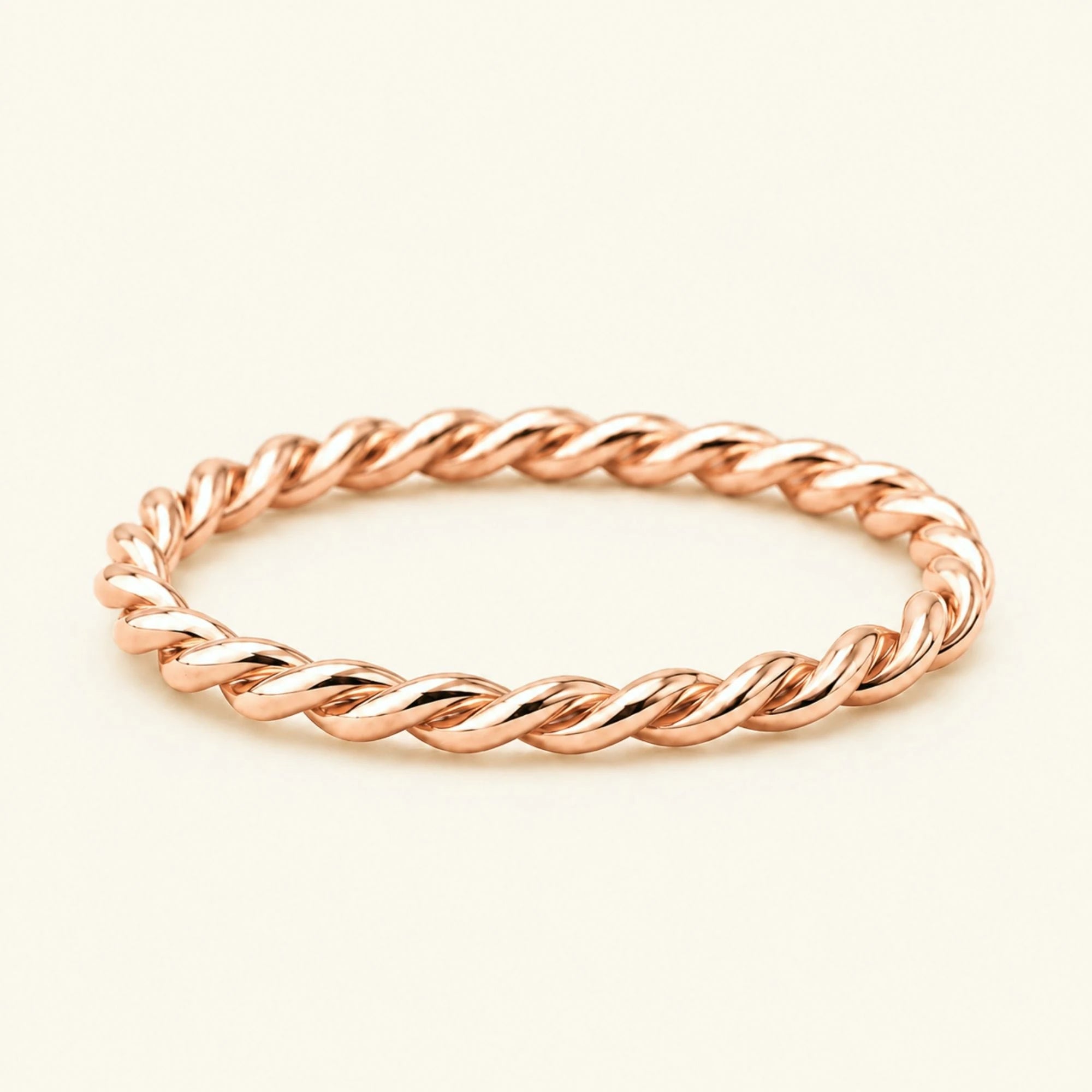 Musubi twisted wedding band in 18k rose gold, fine rope-effect ring