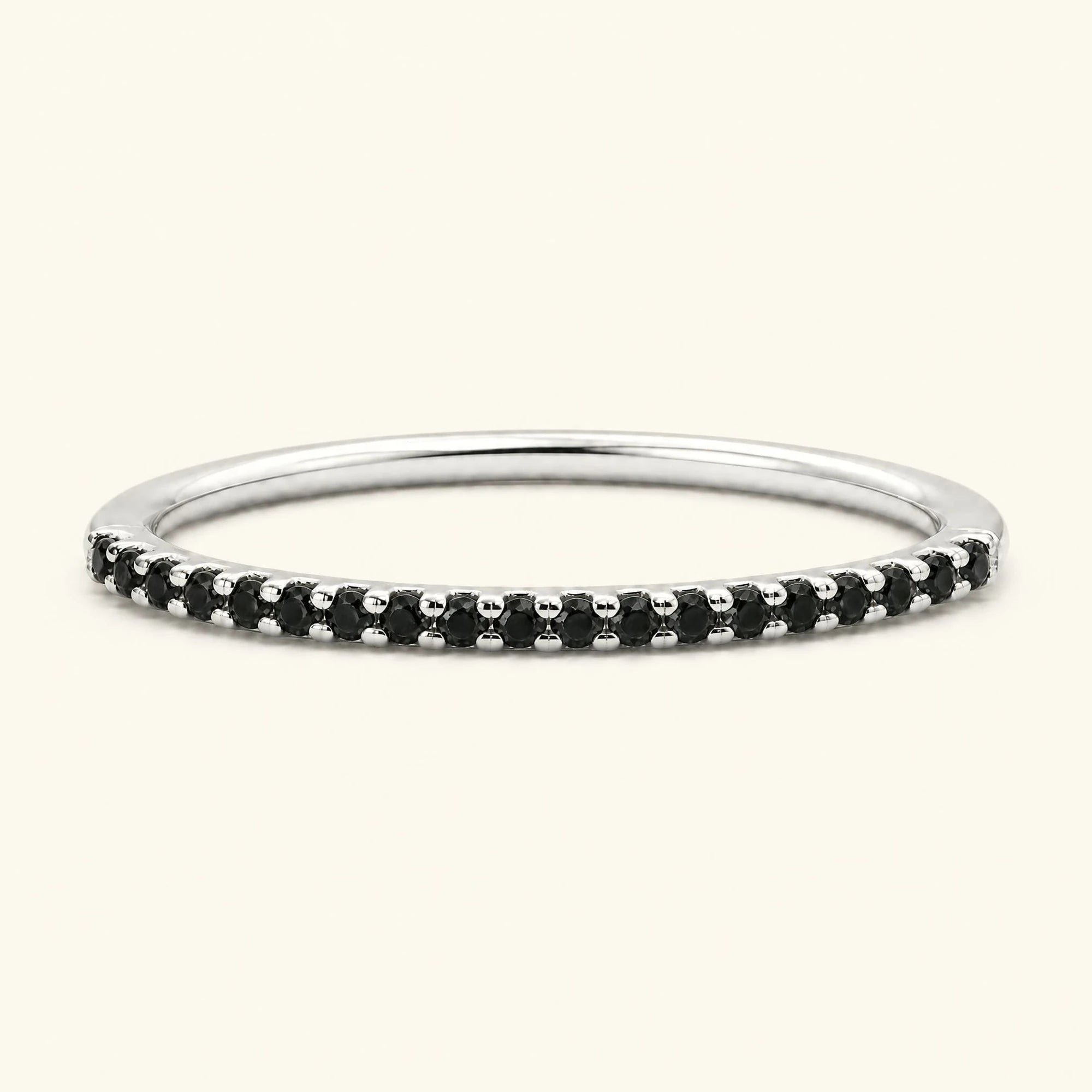Eternity wedding ring set with black diamonds