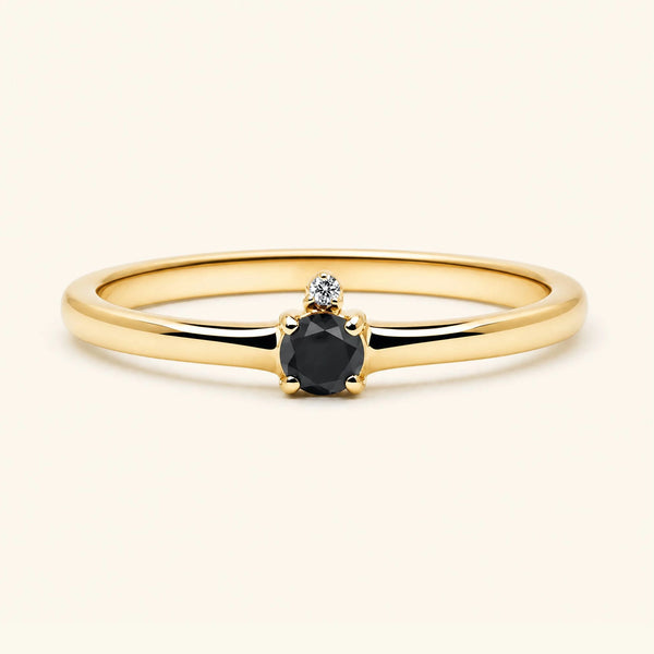 Bague de fiançailles solitaire diamant noir en or jaune