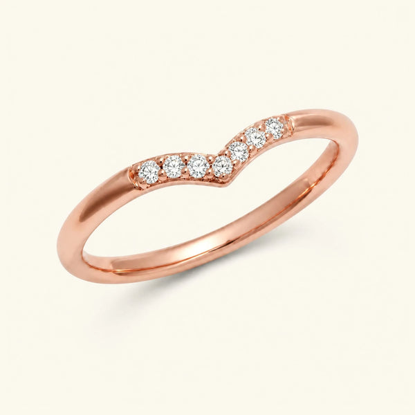 Chevron ring pavé with white diamonds in rose gold