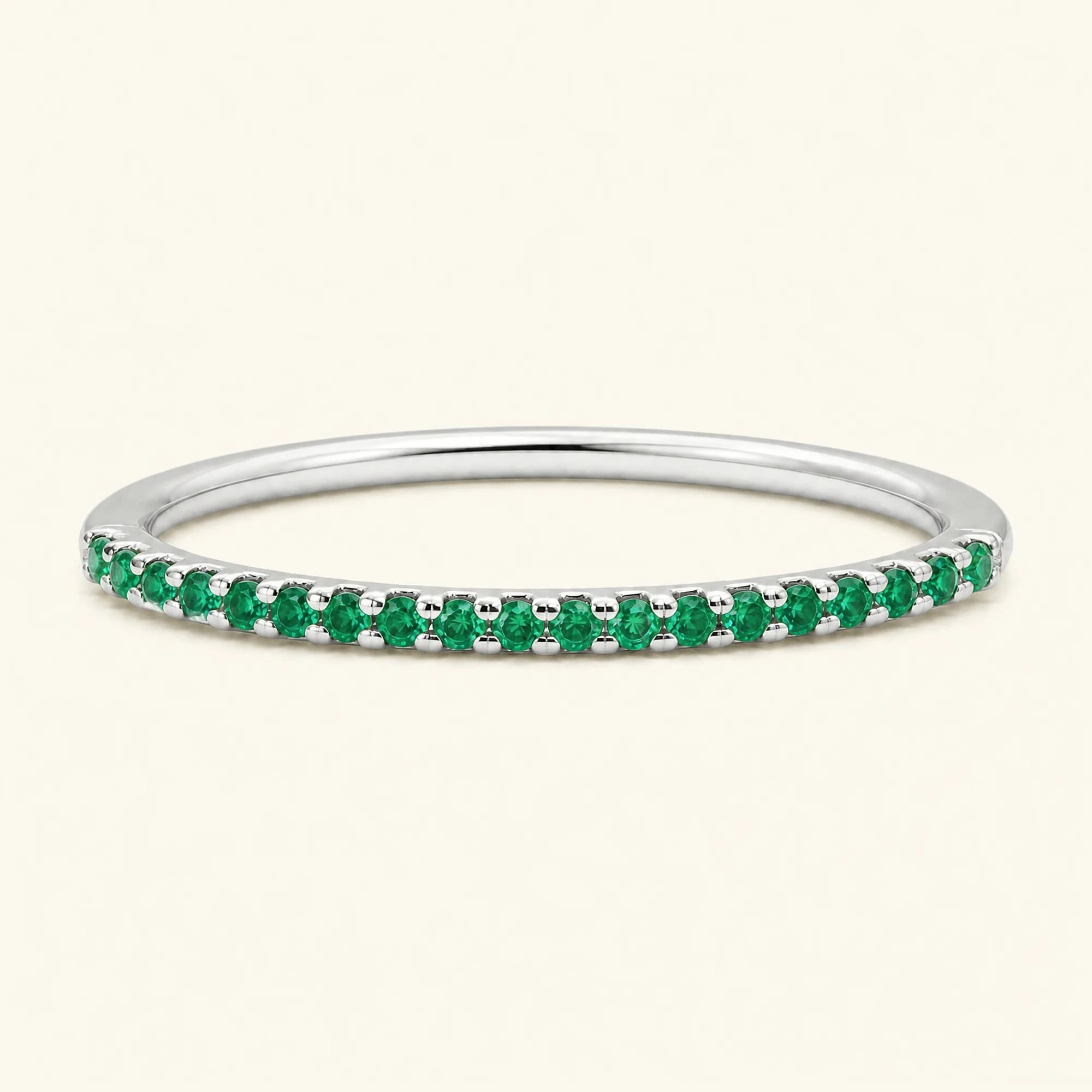 Shadi emerald eternity wedding ring in white gold