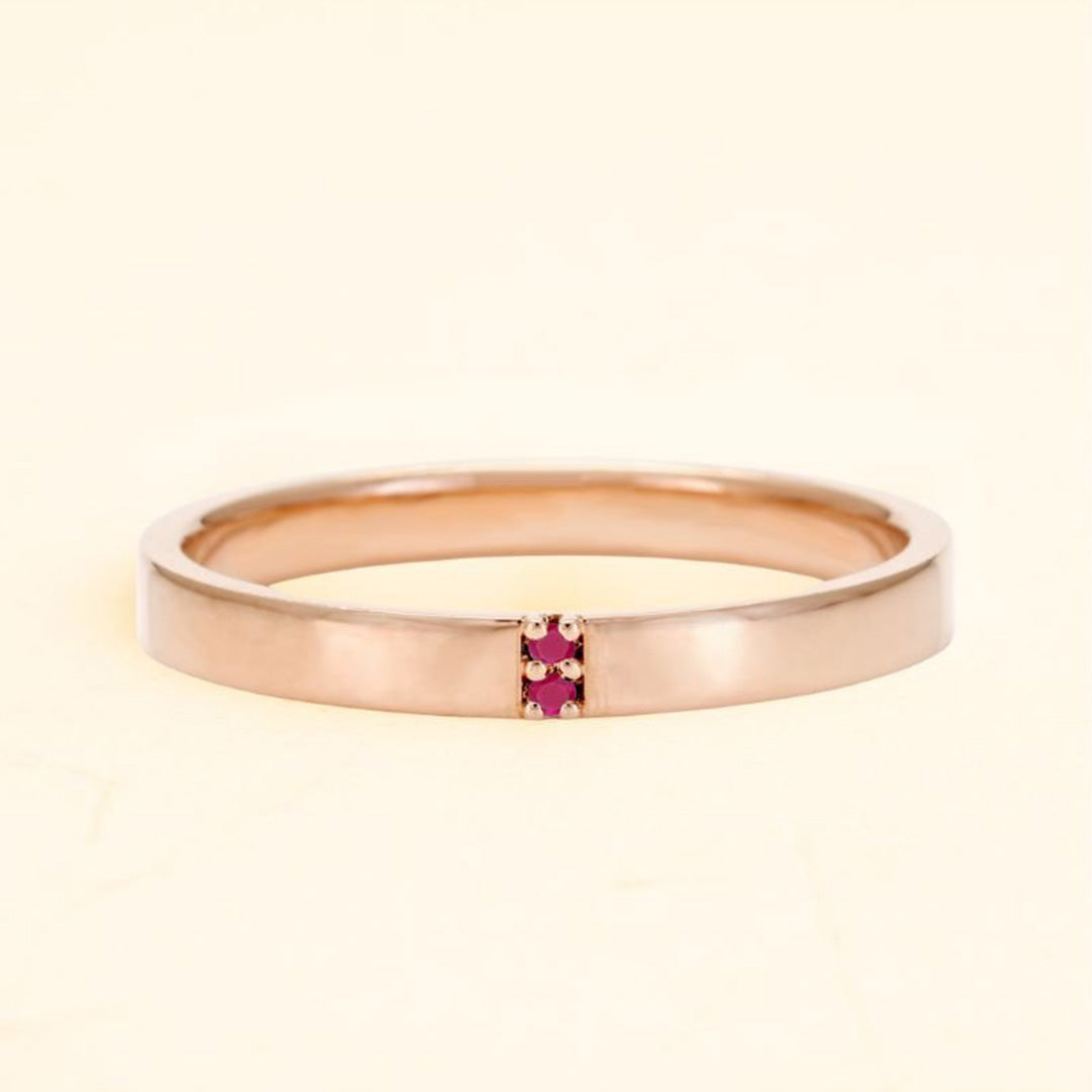 Kabir men's ring in 18-carat rose gold and rubies