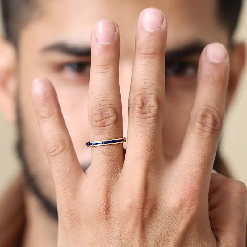 Mangal semi-eternity sapphire men's ring