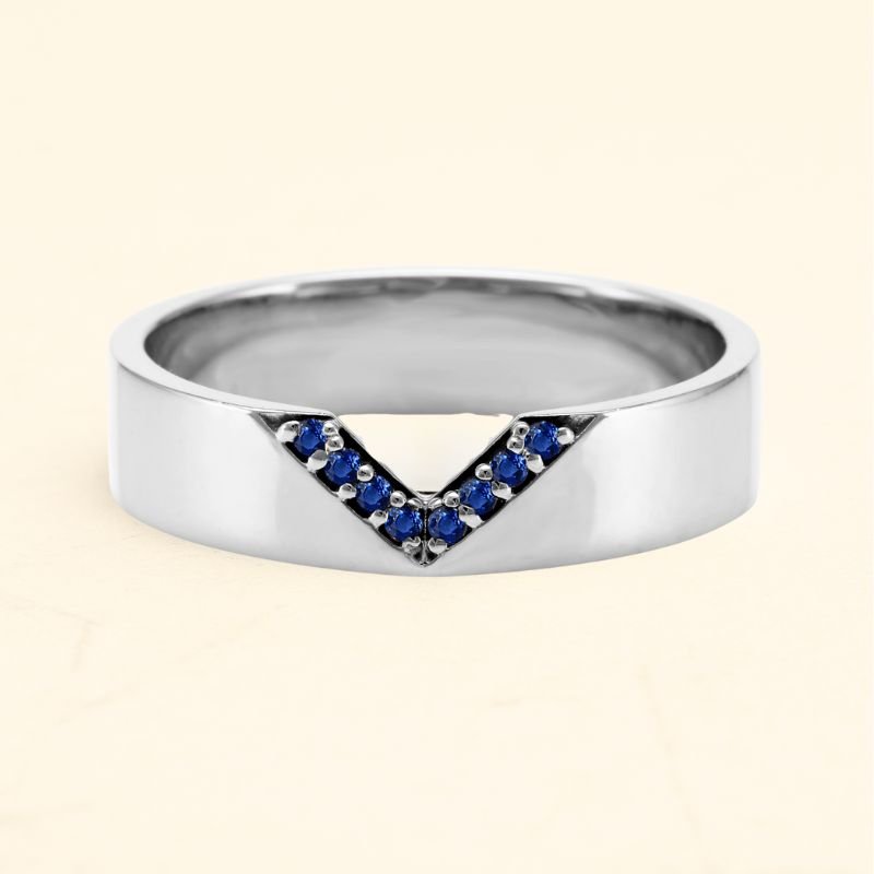 Bague or blanc 18 carats pour homme Rudra en saphir 
