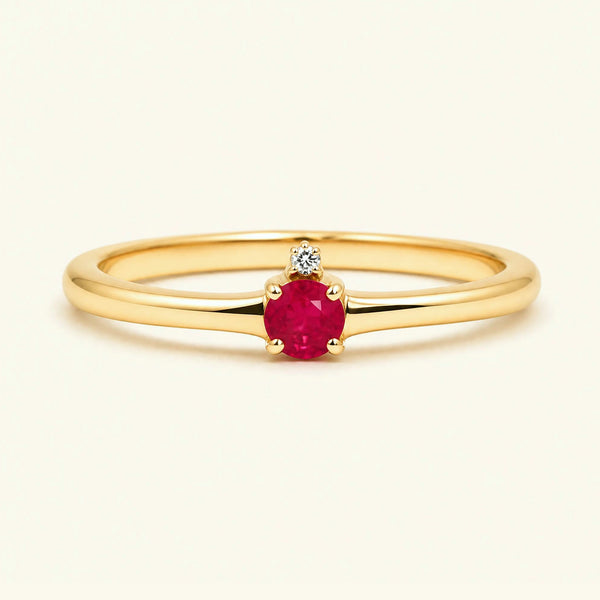 Bague de fiançailles solitaire rubis en or jaune
