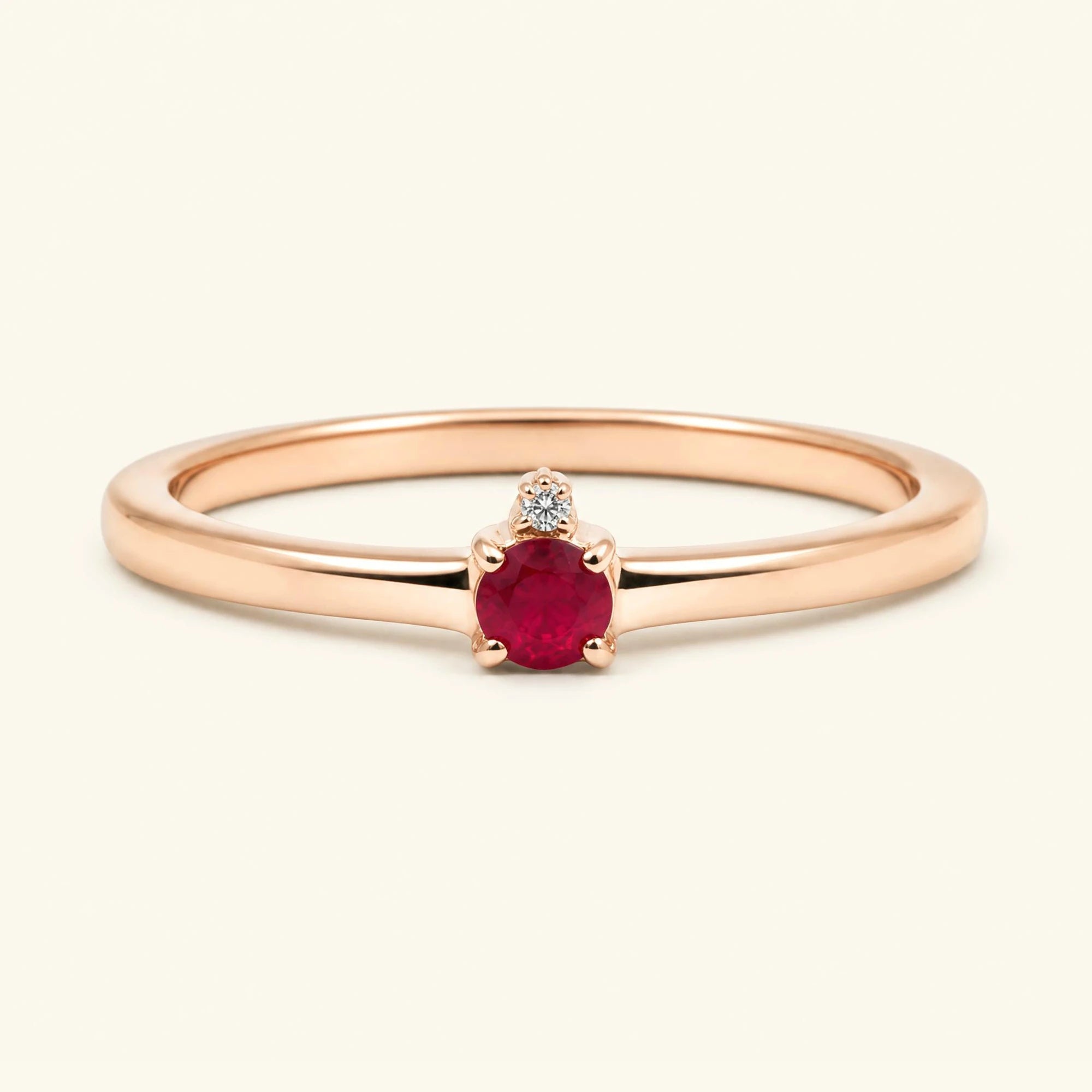 Bague de fiançailles solitaire rubis en or rose