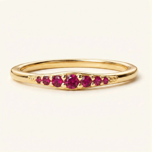 Bague alliance dégradée de rubis en or jaune