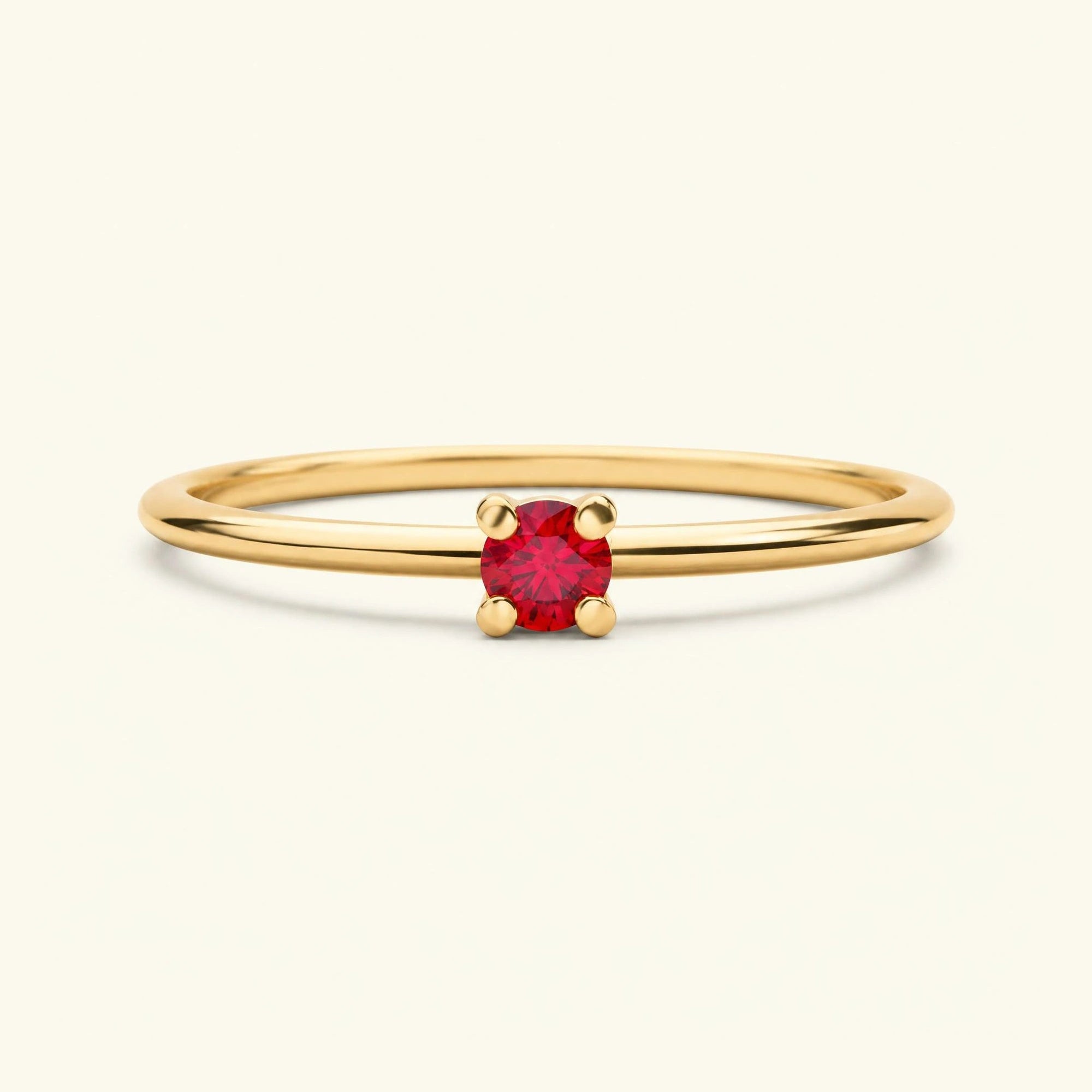 bague solitaire rubis en or jaune 18cts