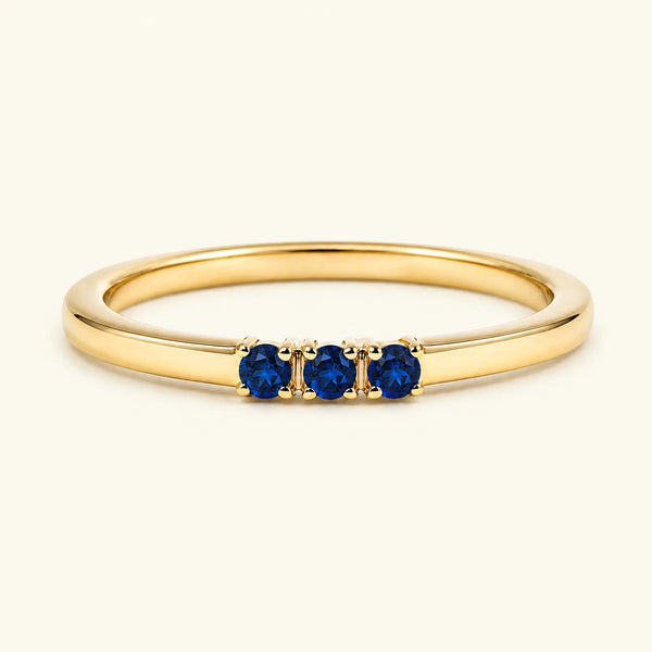 Bague de fiançailles trilogie de saphirs en or jaune