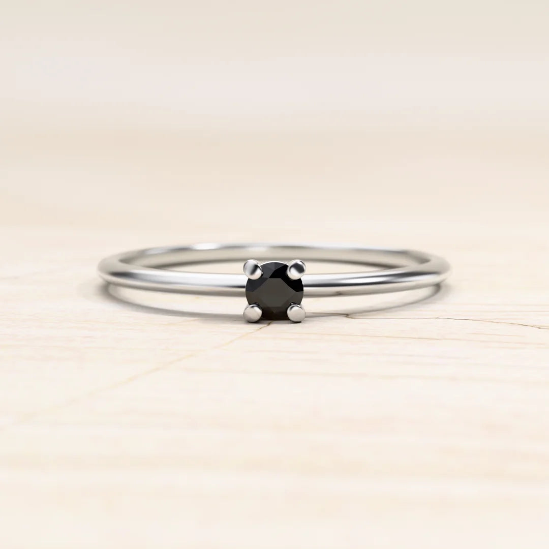 Saral white gold and black diamond solitaire ring