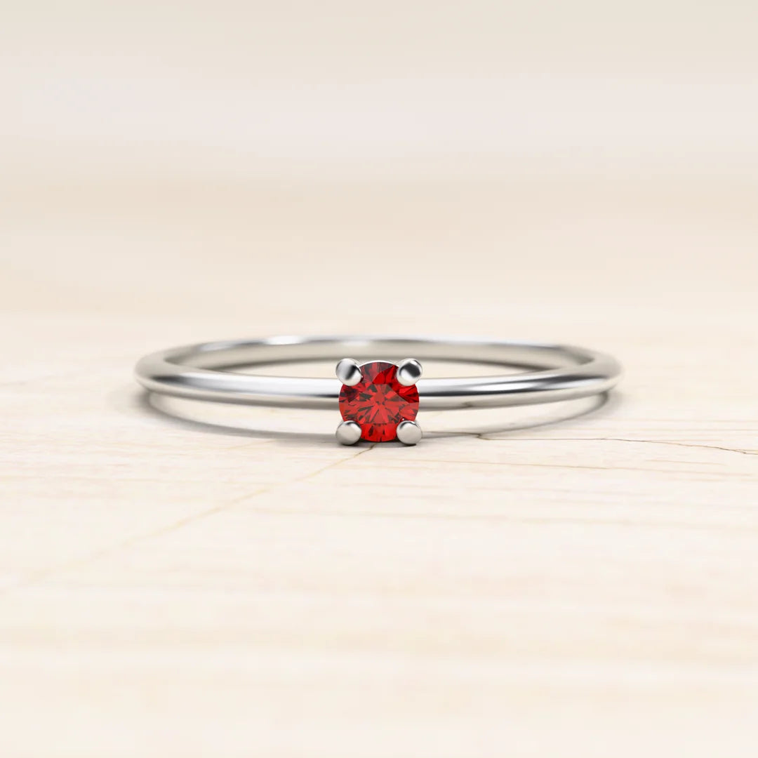Ruby solitaire ring in white gold 18K