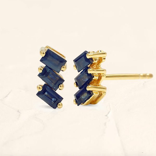Jivane trio of sapphire baguette earrings in vermeil