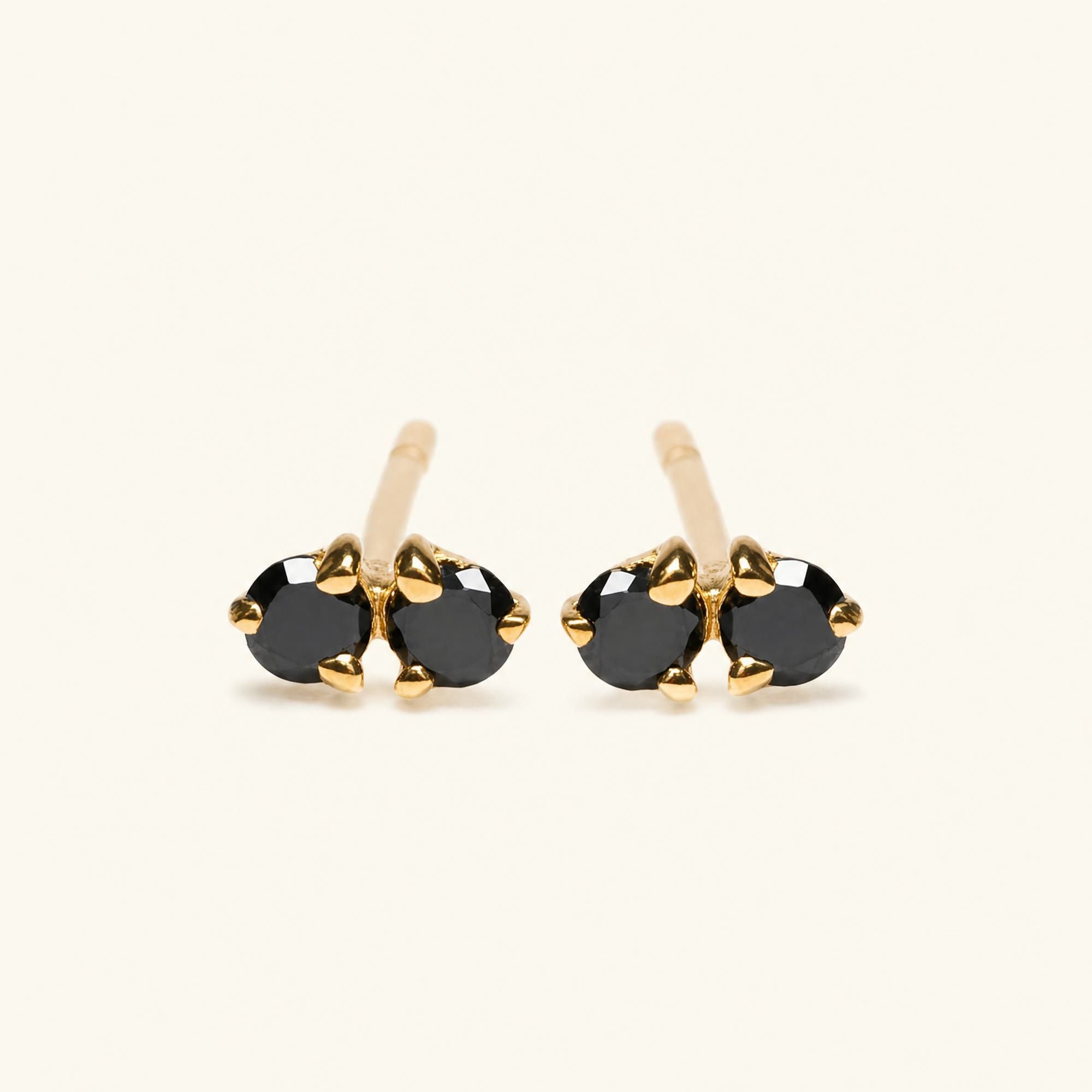 Prema earrings black diamond - yellow gold