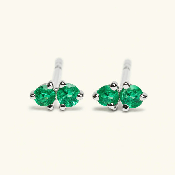 Prema earrings emerald - white gold