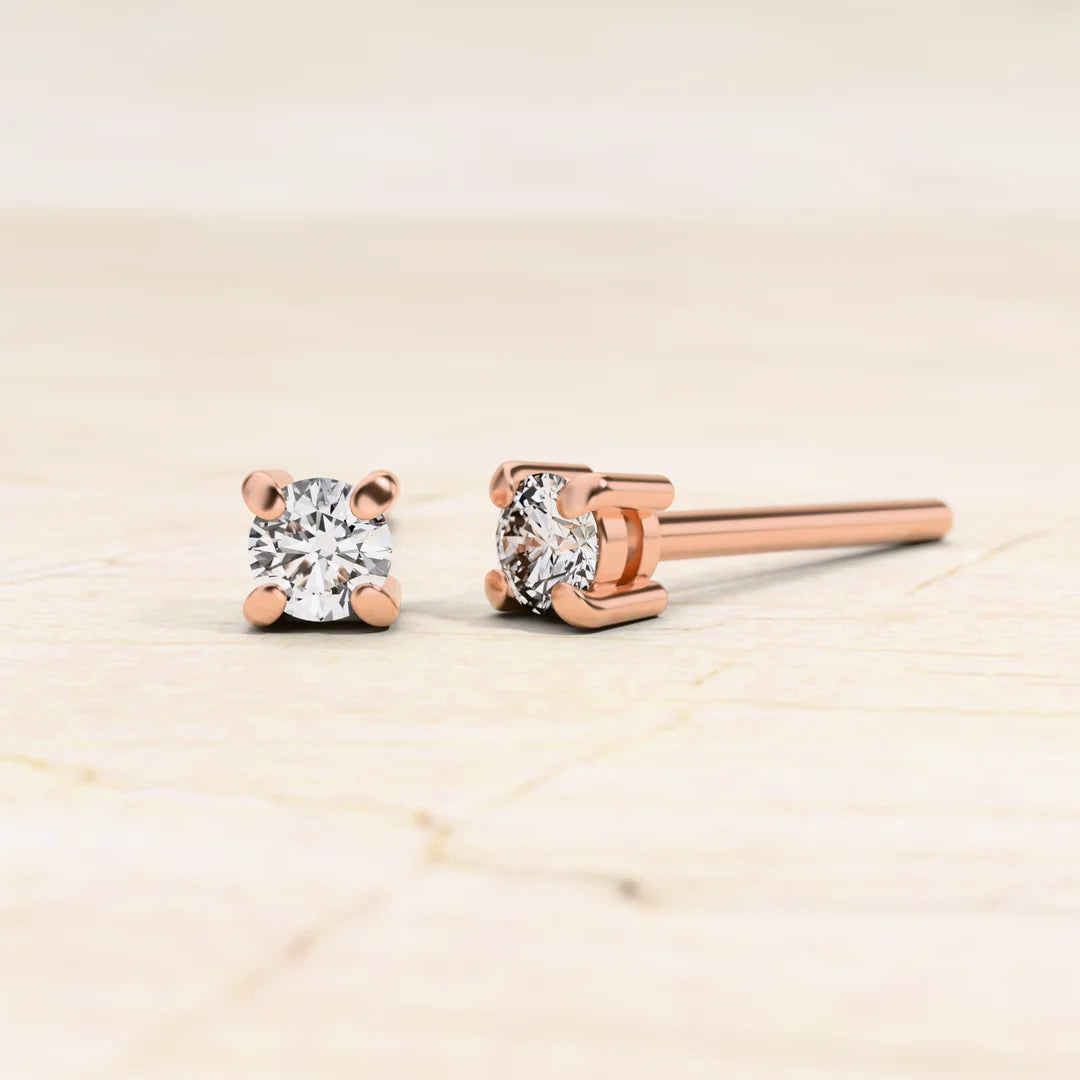 Boucles d'oreilles Diamant solitaire Saral en or rose 18 carats