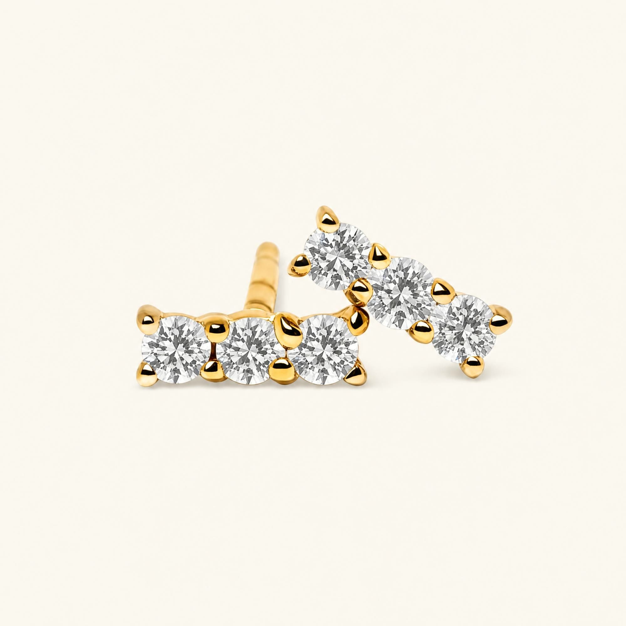 Tina earrings diamond - yellow gold
