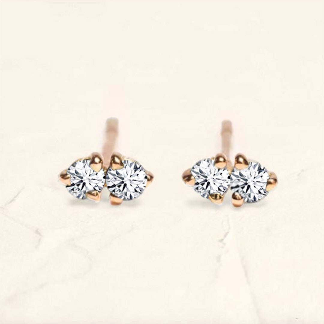 boucles d'oreilles prema diamant or rose