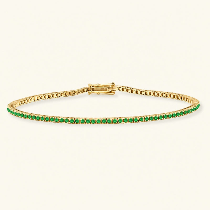Emerald tennis bracelet rivière yellow gold 18K