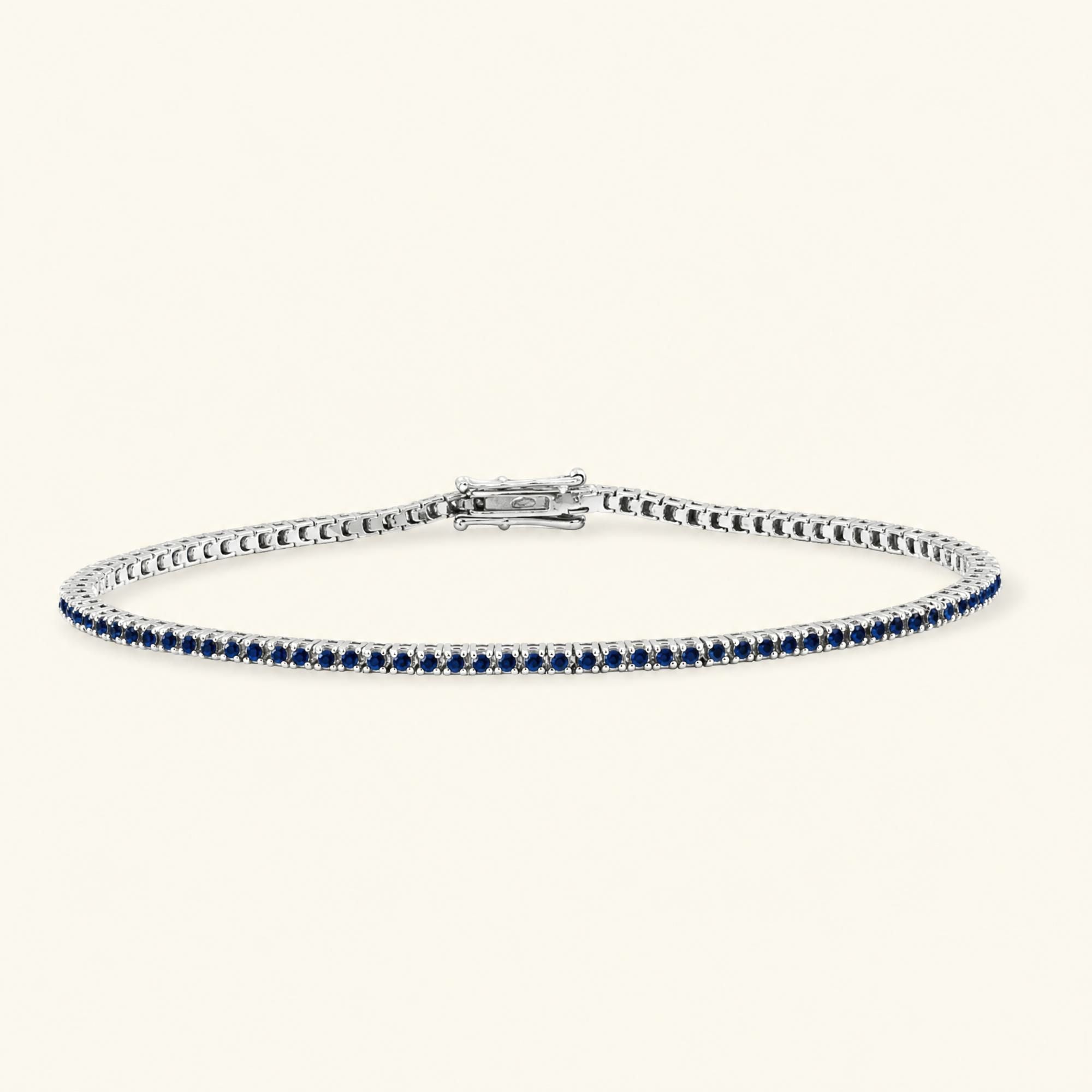 Sapphire tennis bracelet rivière white gold 18K