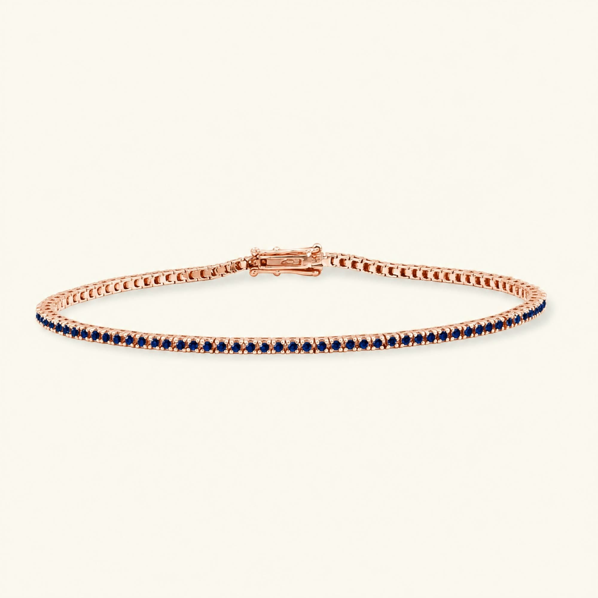 Sapphire tennis bracelet rivière rose gold 18K