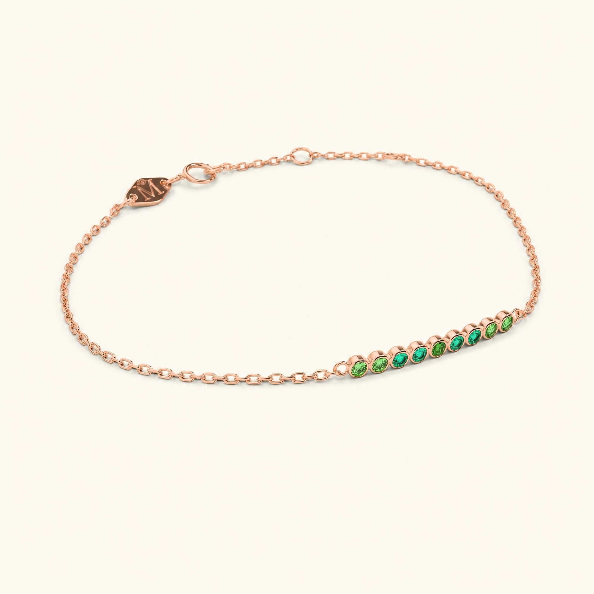 Noor rose gold bracelet for women with emerald