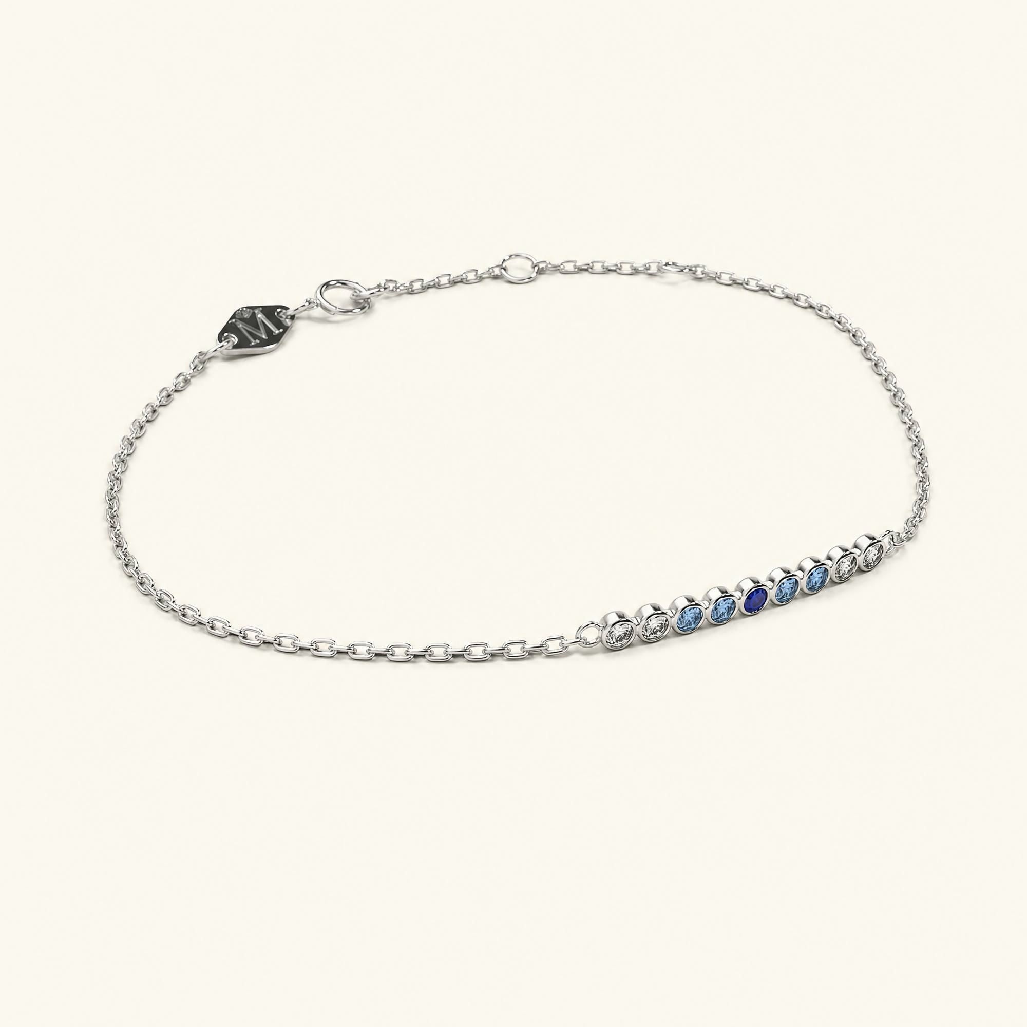 Noor white gold bracelet for women with sapphire