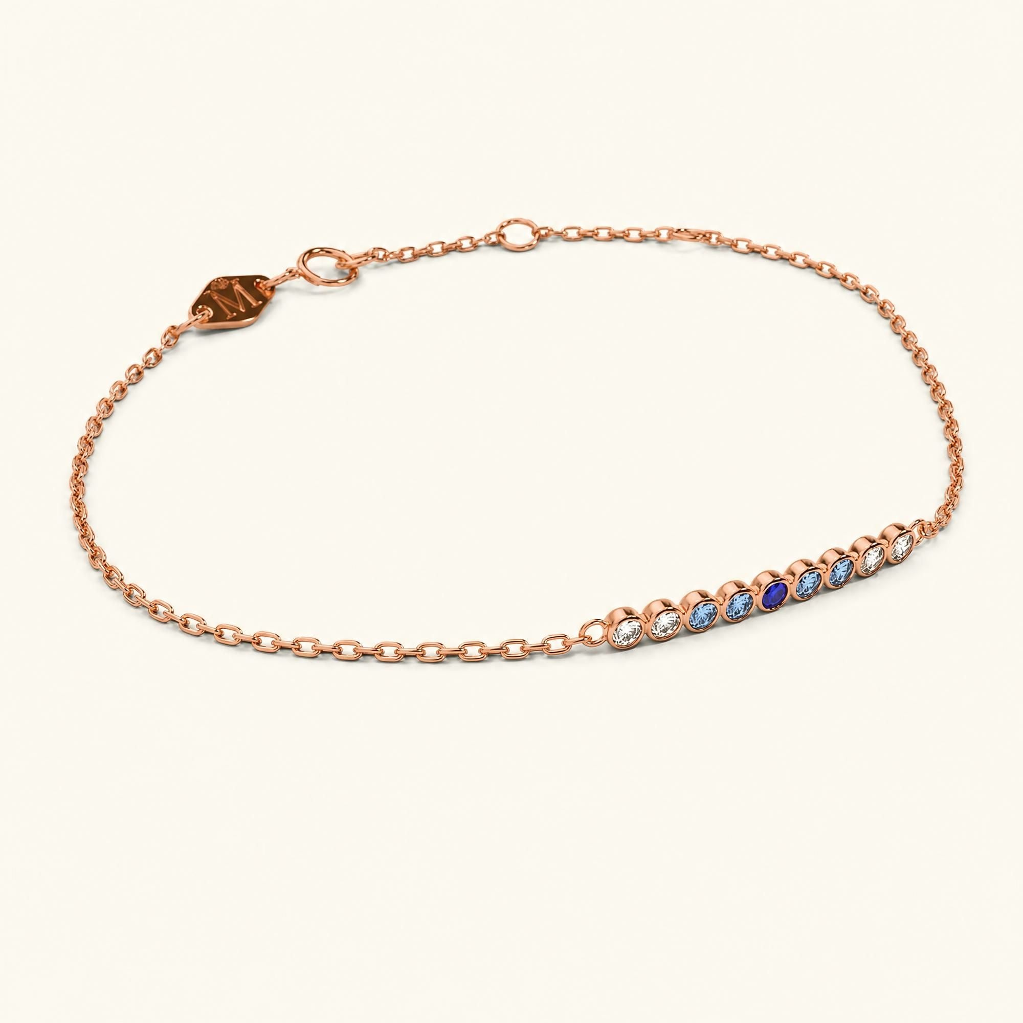 Noor rose gold bracelet for women with sapphire