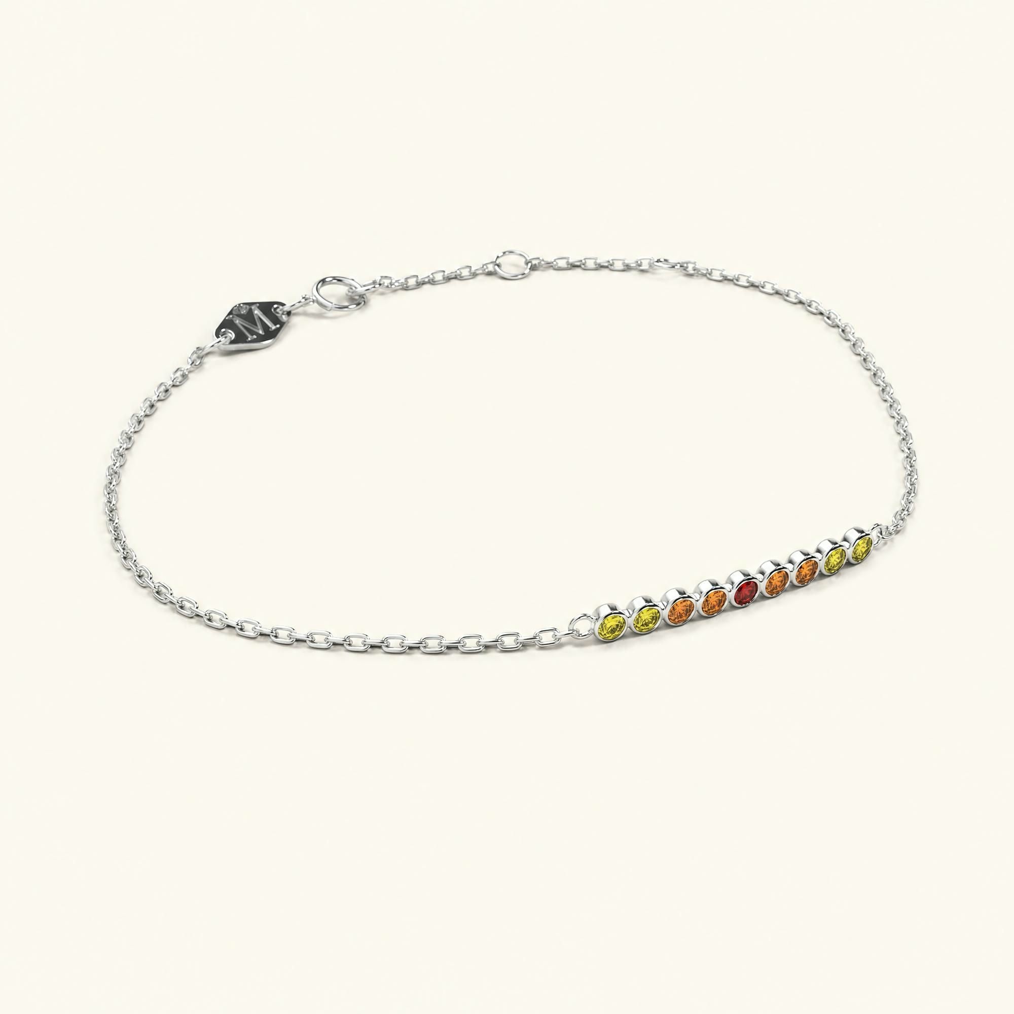 White gold Noor bracelet for women with orange sapphire