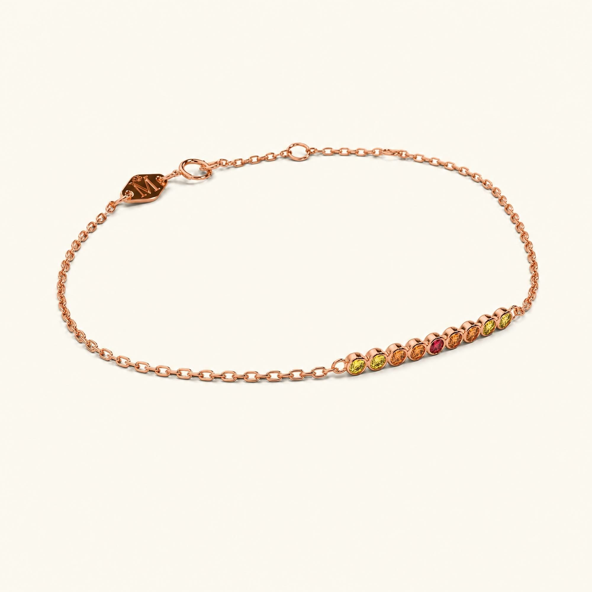 Rose gold Noor bracelet for women with orange sapphire