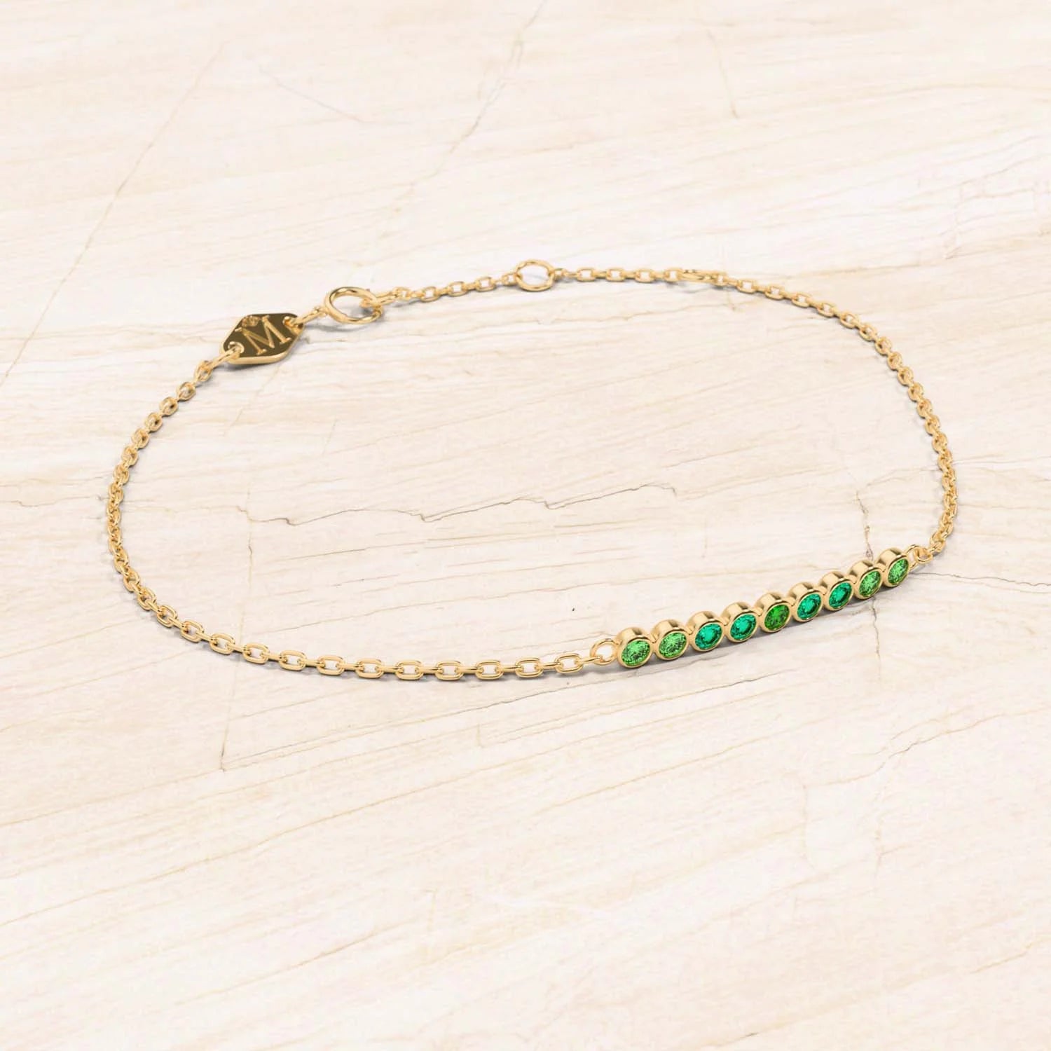 bracelet pour femme noor or jaune emeraude