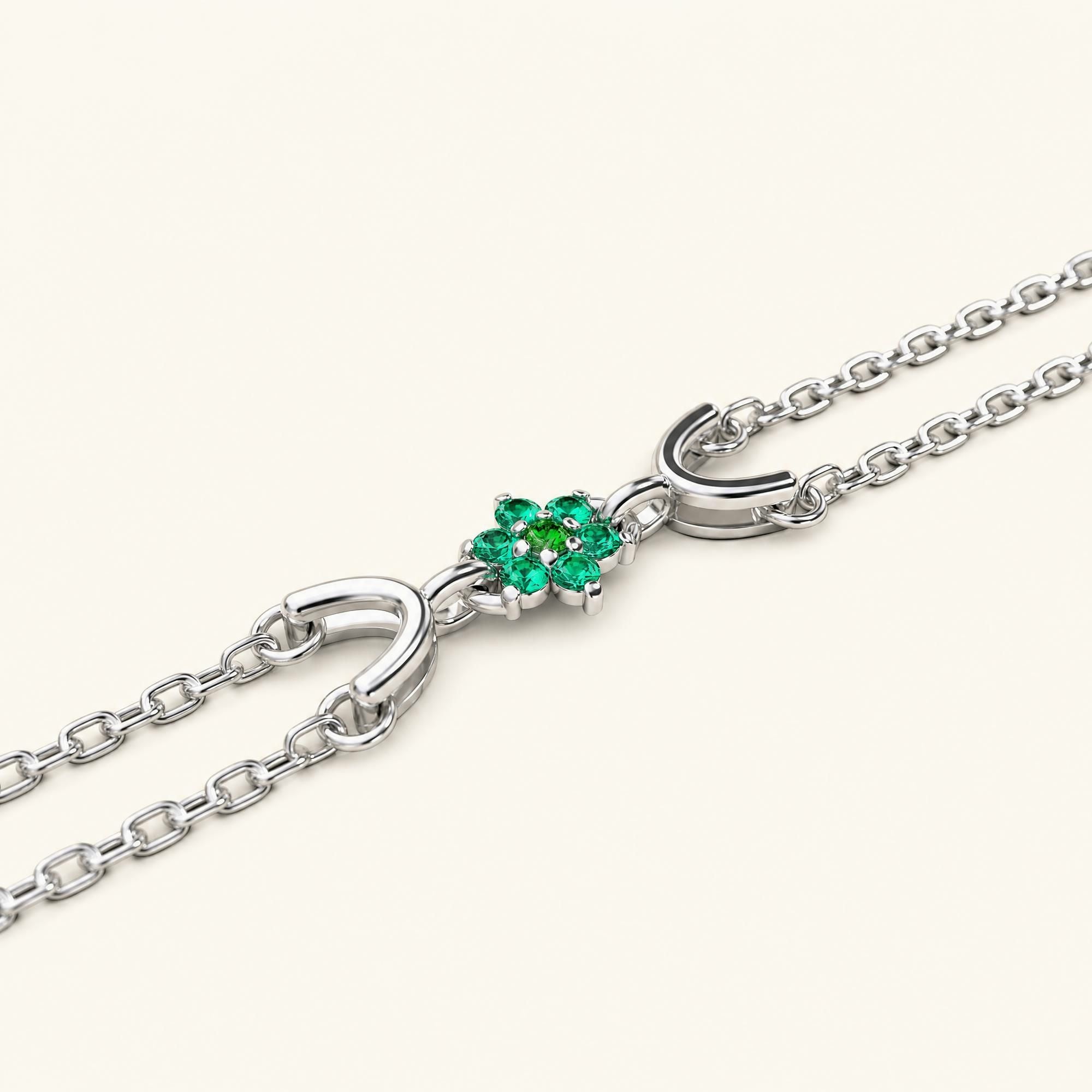 Surya white gold bracelet for women with emerald