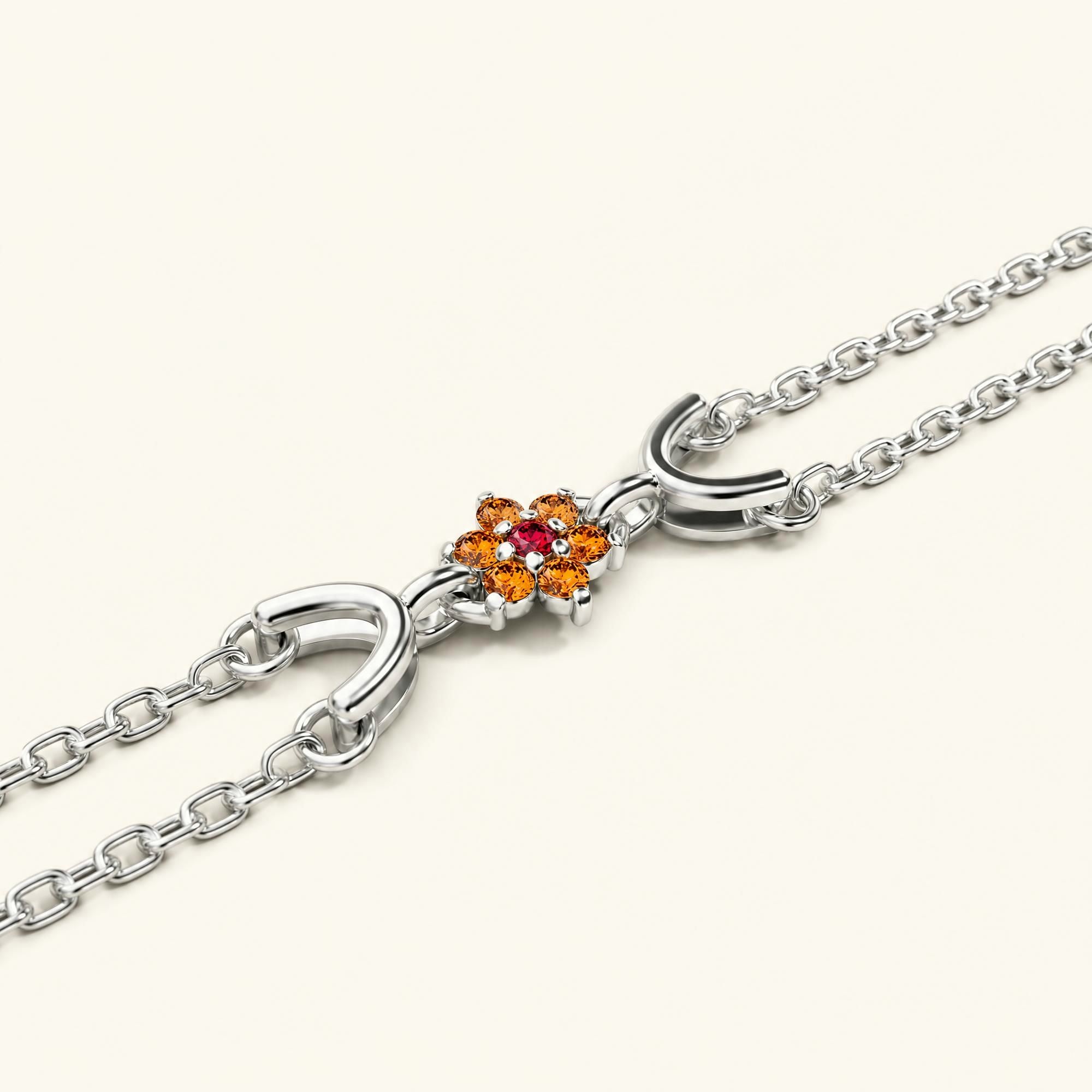 Surya white gold bracelet for women with orange sapphire