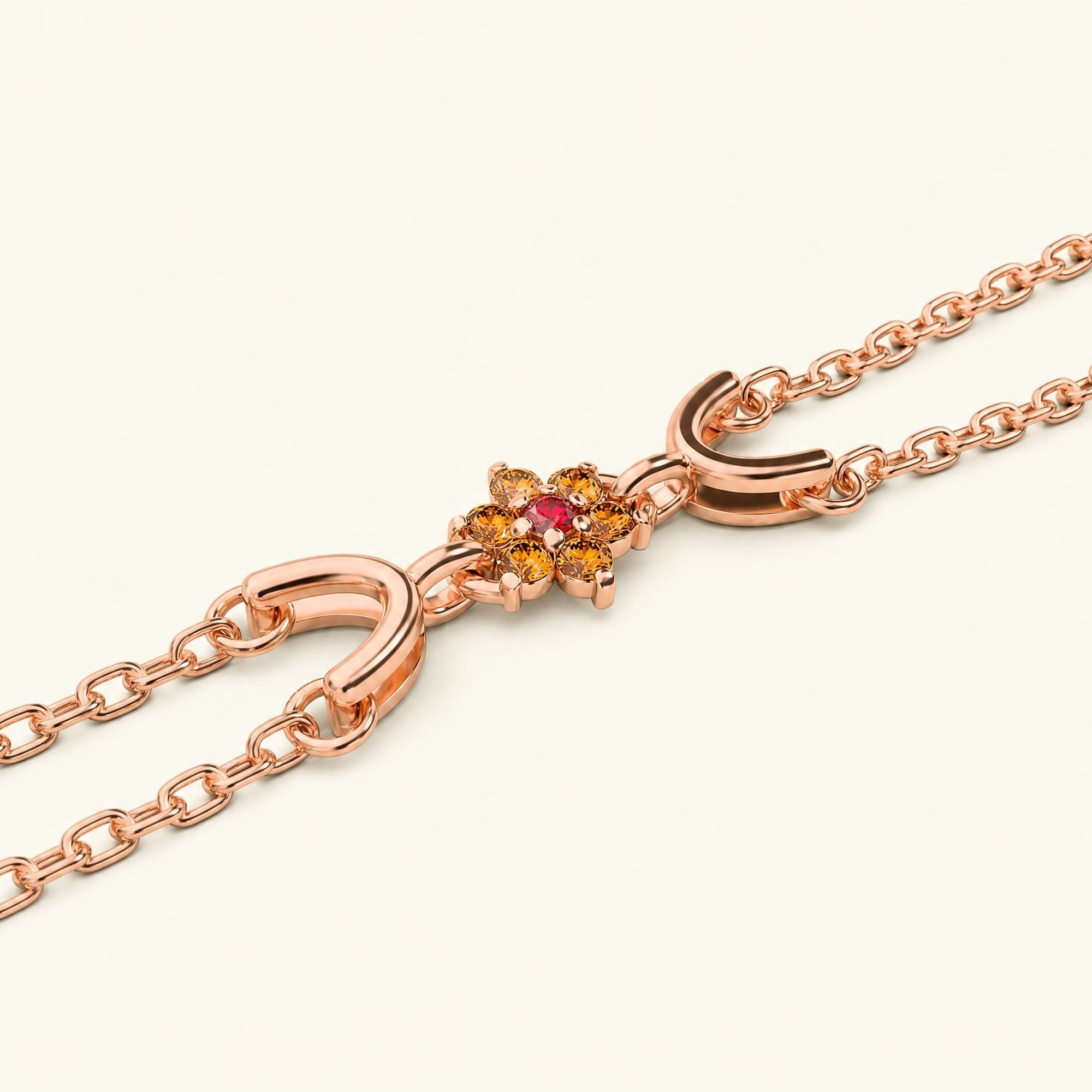 Surya rose gold bracelet for women with orange sapphire