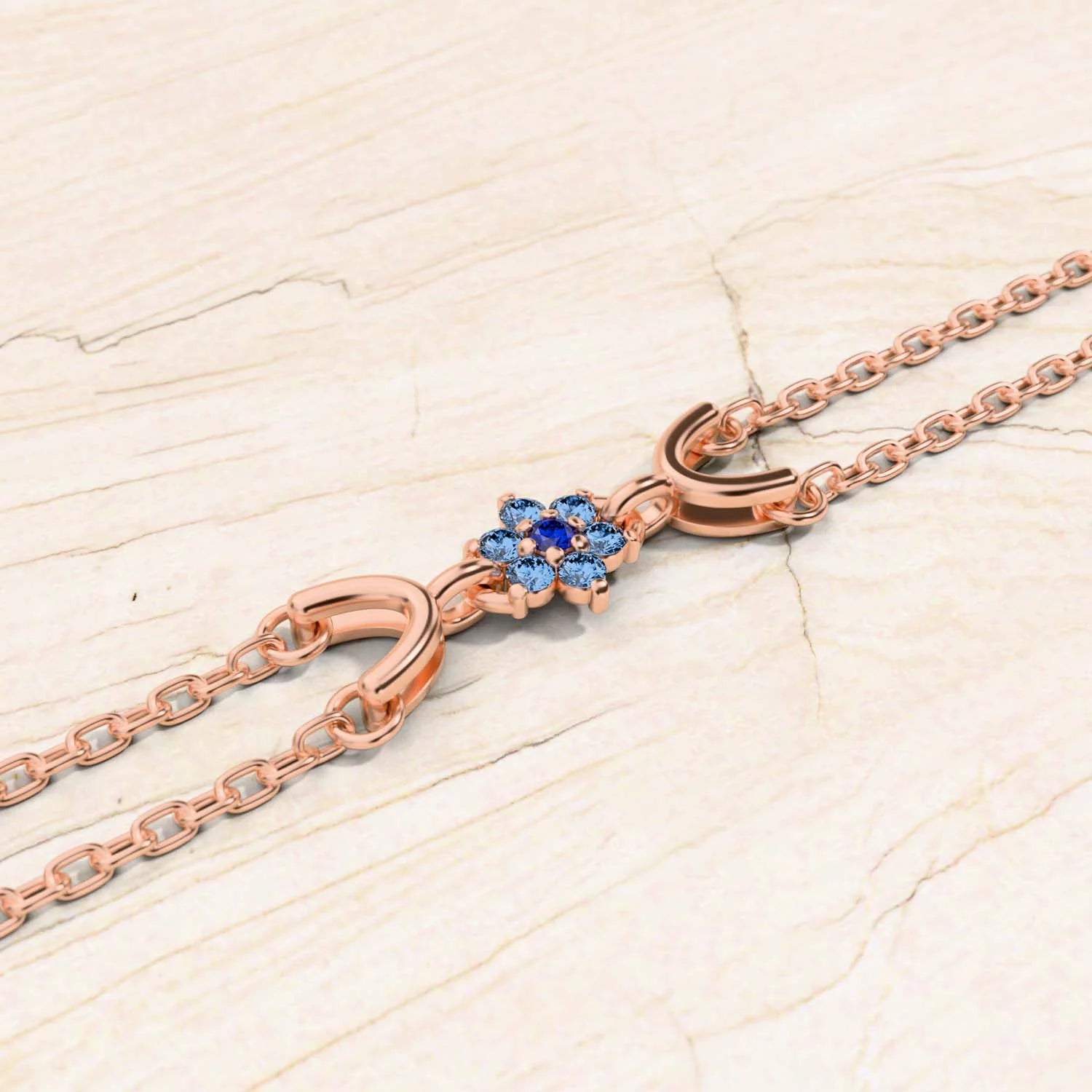 Bracelet surya or rose pour femme saphir