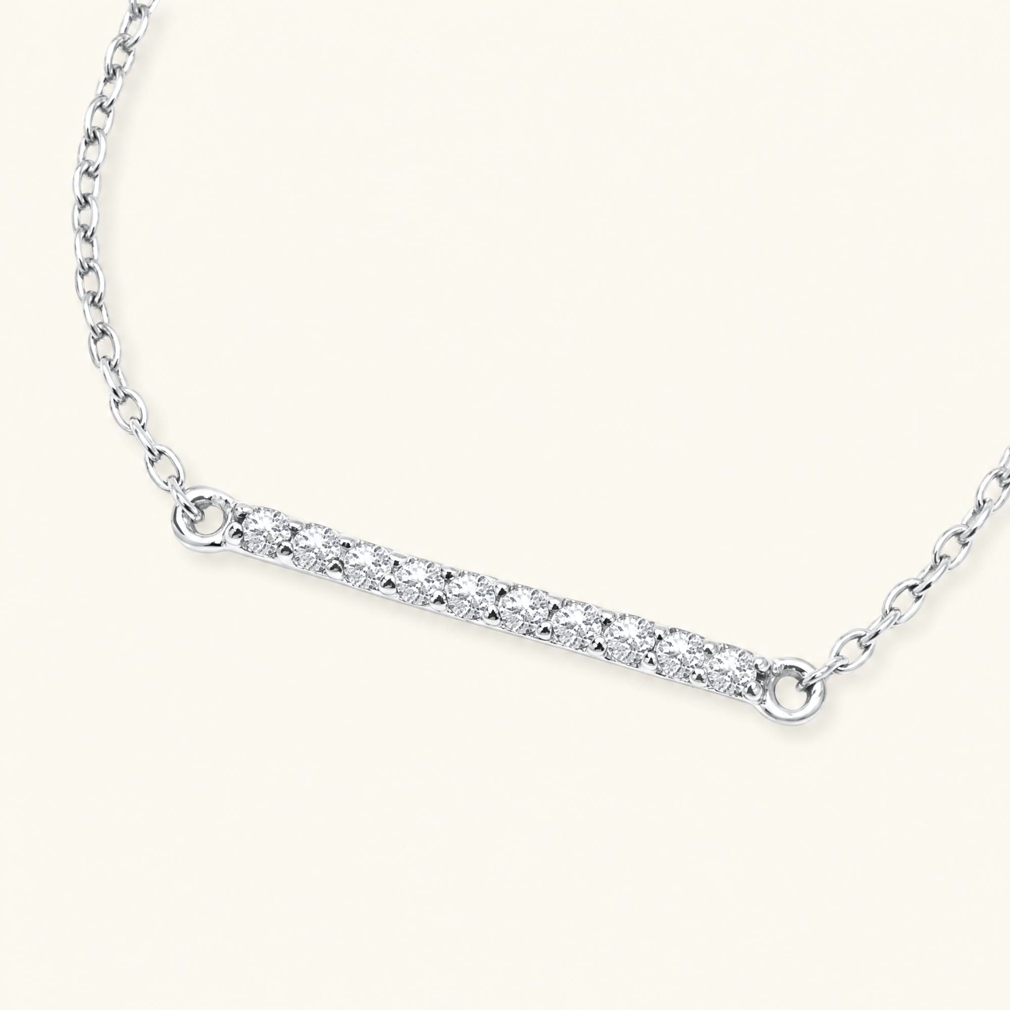 Long bar diamond bracelet in white gold
