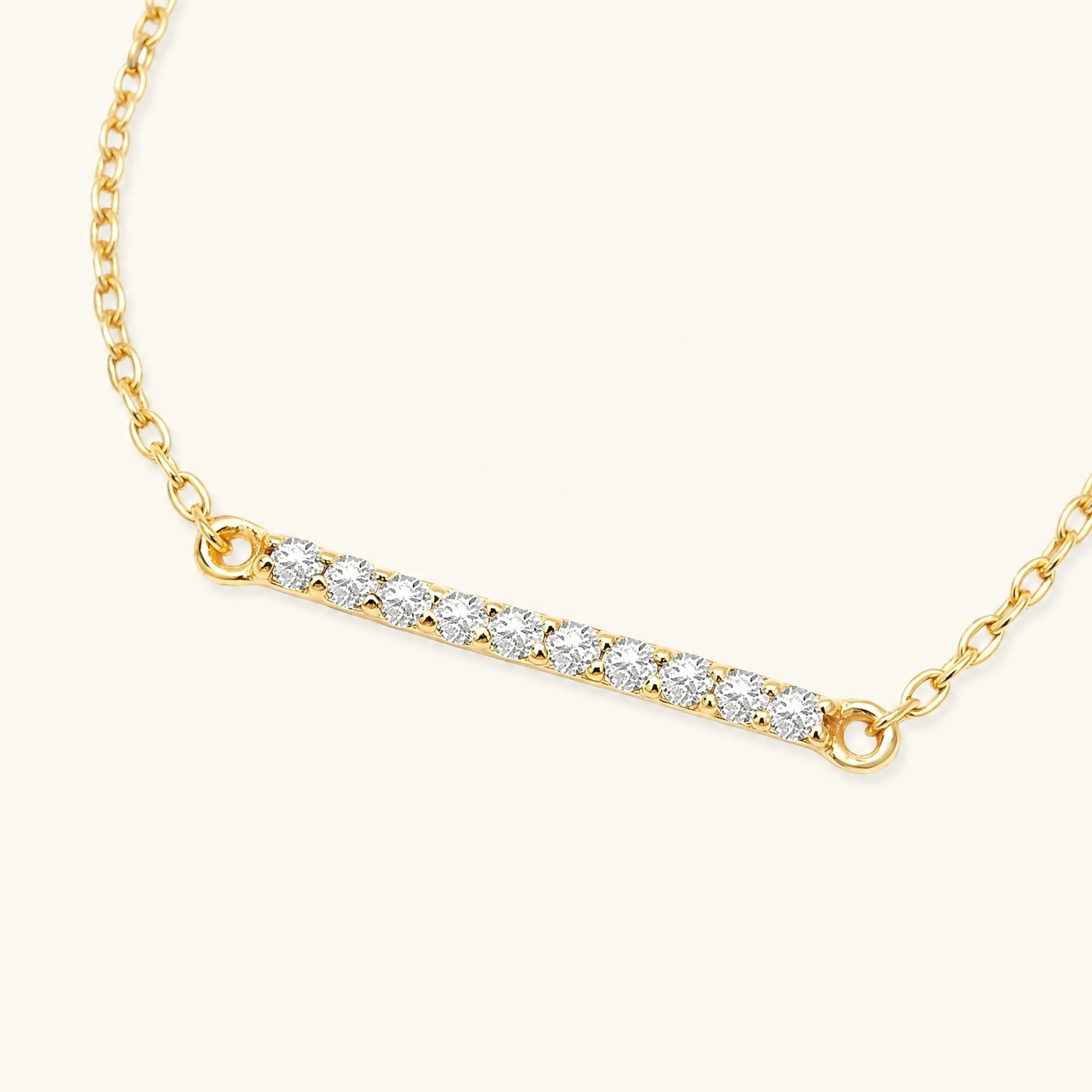 Long bar diamond bracelet in yellow gold